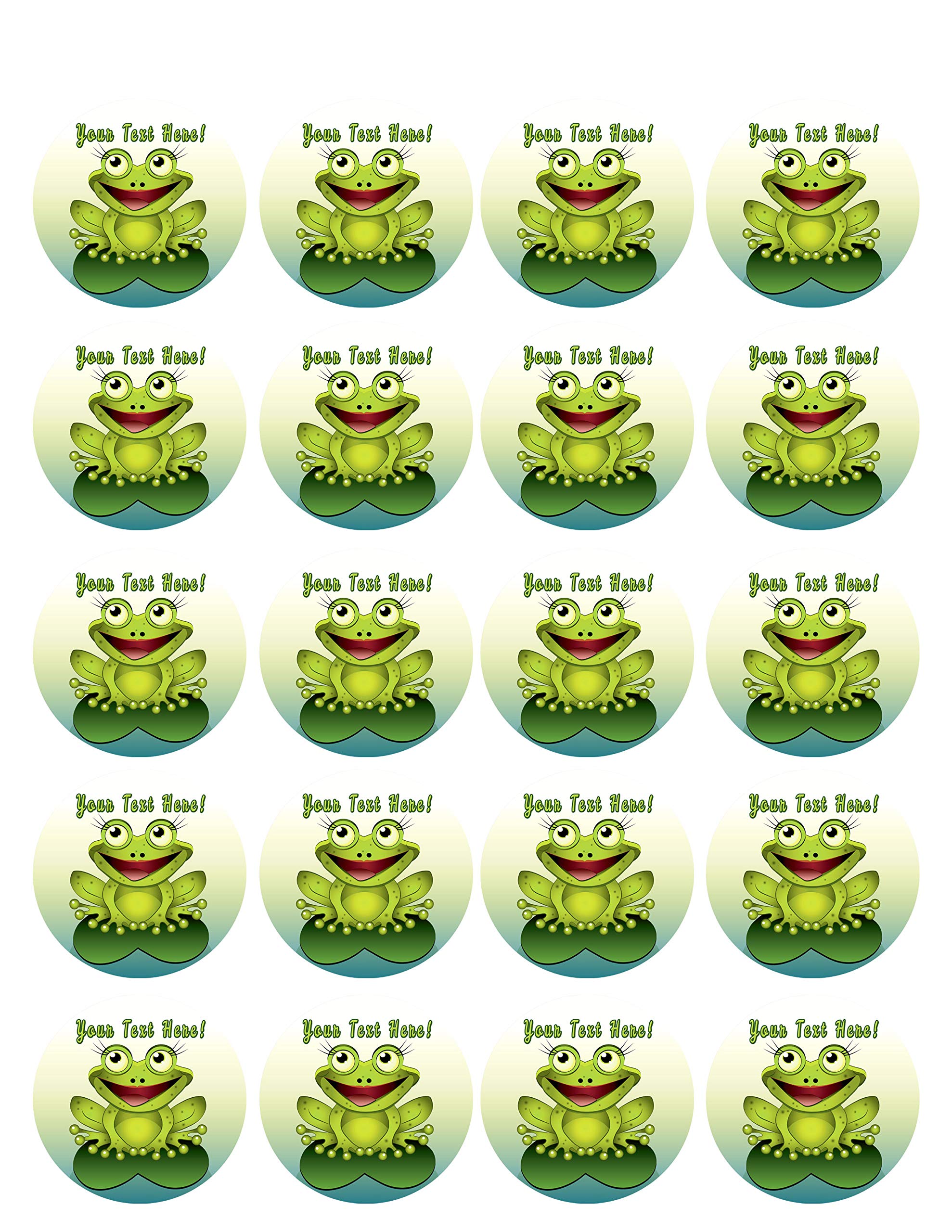 Edible Frog Cupcake Toppers - 1.8 Inch Sugar Decorations (20 Pieces/Sheet) - Perfect for Birthday Parties, Baby Showers & Themed Desserts