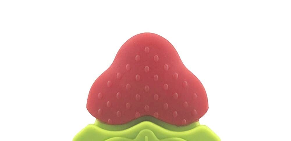 Kritiu BPA-Free Silicone Fruit Teether & Baby Spoon Set - Safe Teething Toy & Feeding Utensils for Infants 6+ Months (Red & Pink) - Perfect for Soothing Sore Gums & Introducing First Foods