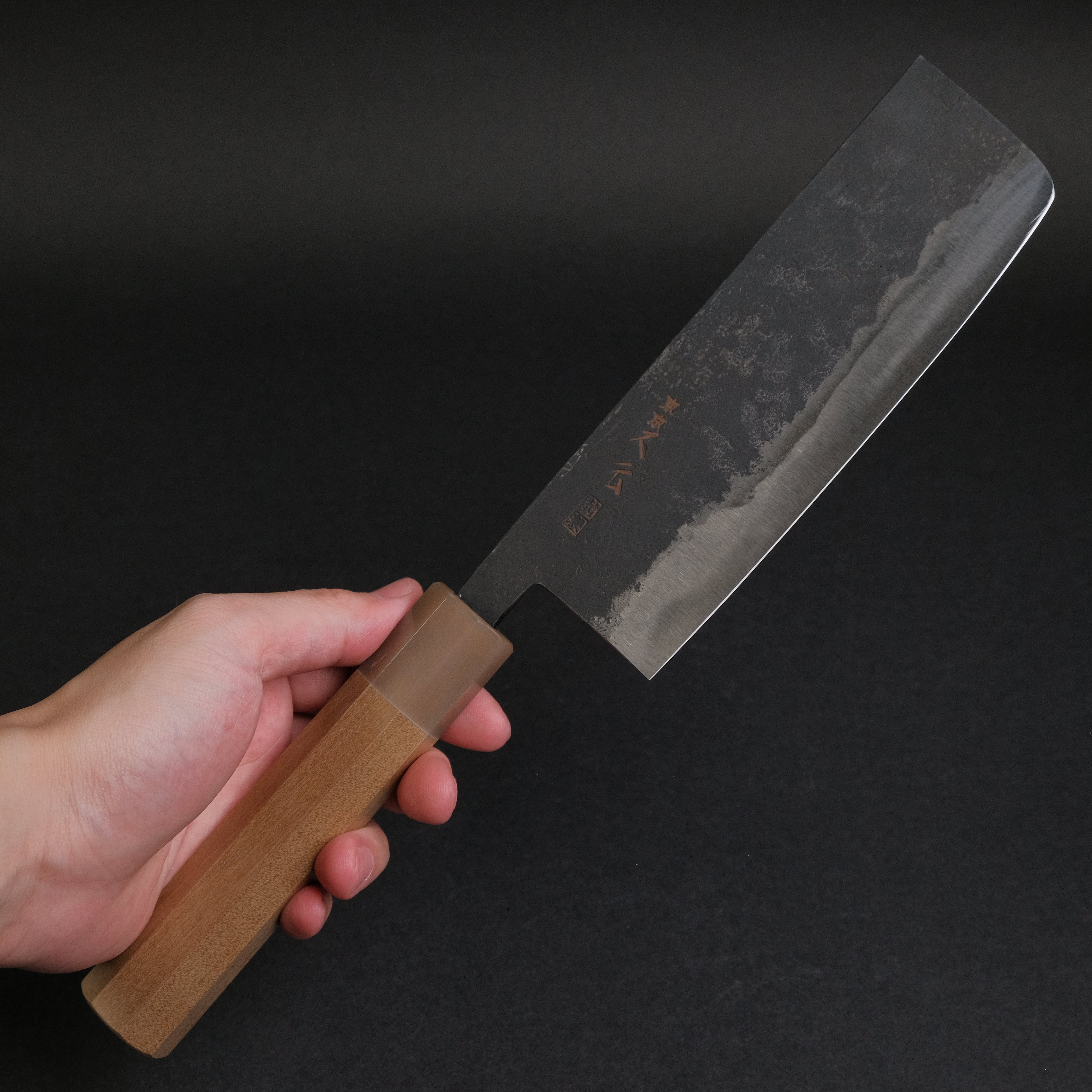 Premium Japanese Nakiri Knife - Morihei Hisamoto Kurouchi White #1 Steel 165mm with Ho Wood Handle - Perfect for Vegetable Chopping, Slicing & Precision Kitchen Tasks