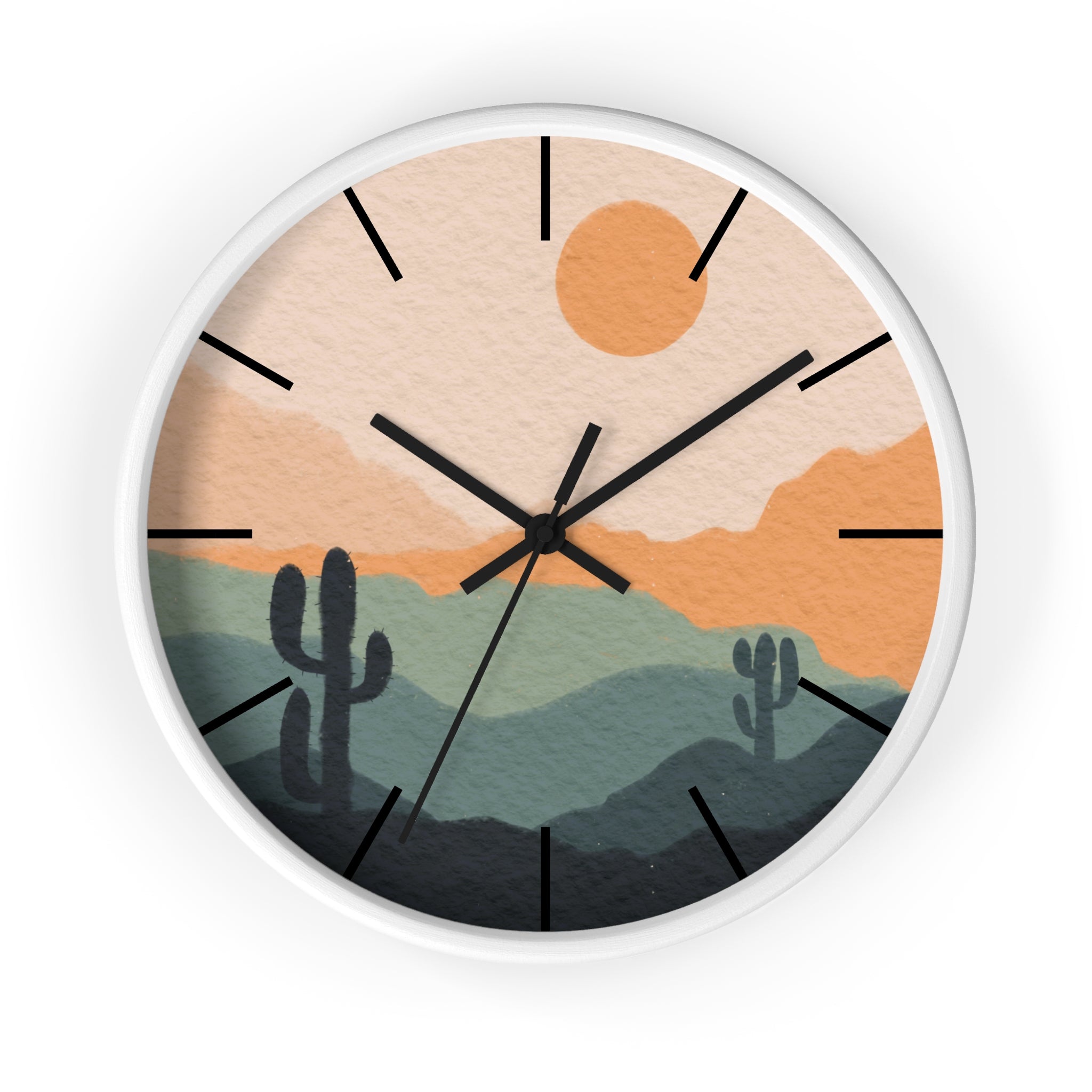 Silent Ticking Wall Clock - Rustic Desert Decor with 10