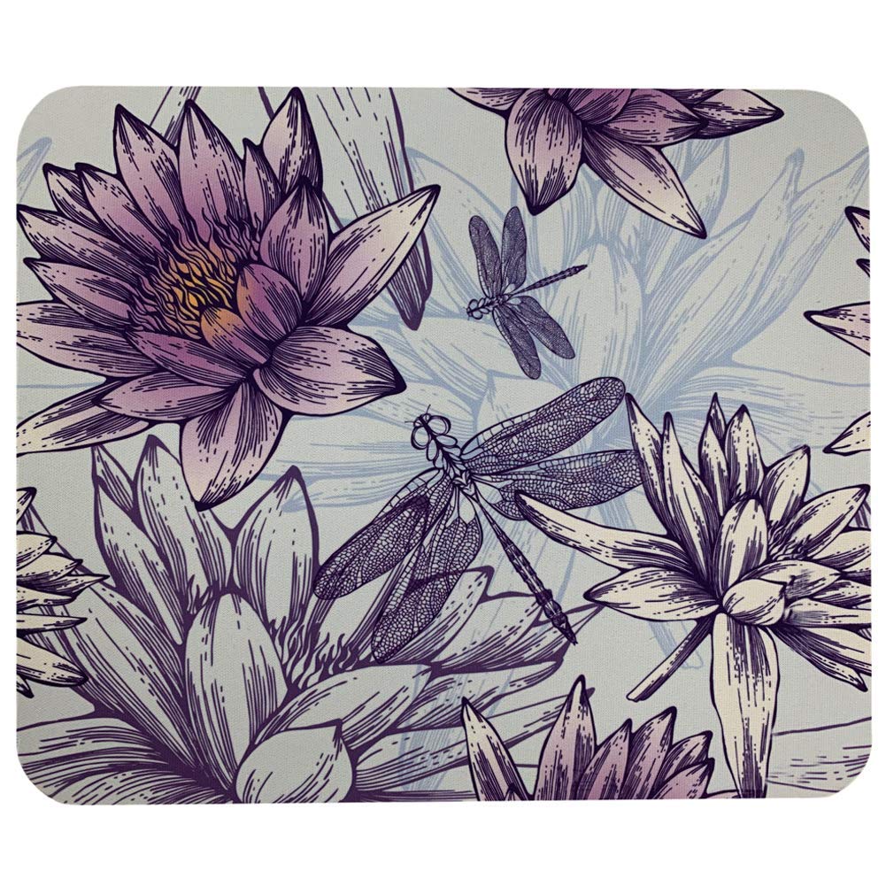 Premium Dragonfly & Water Lilies Computer Mouse Pad - Non-Slip Desk Mat for Office, Gaming & Home Use - Ergonomic Comfort for Long Work Sessions