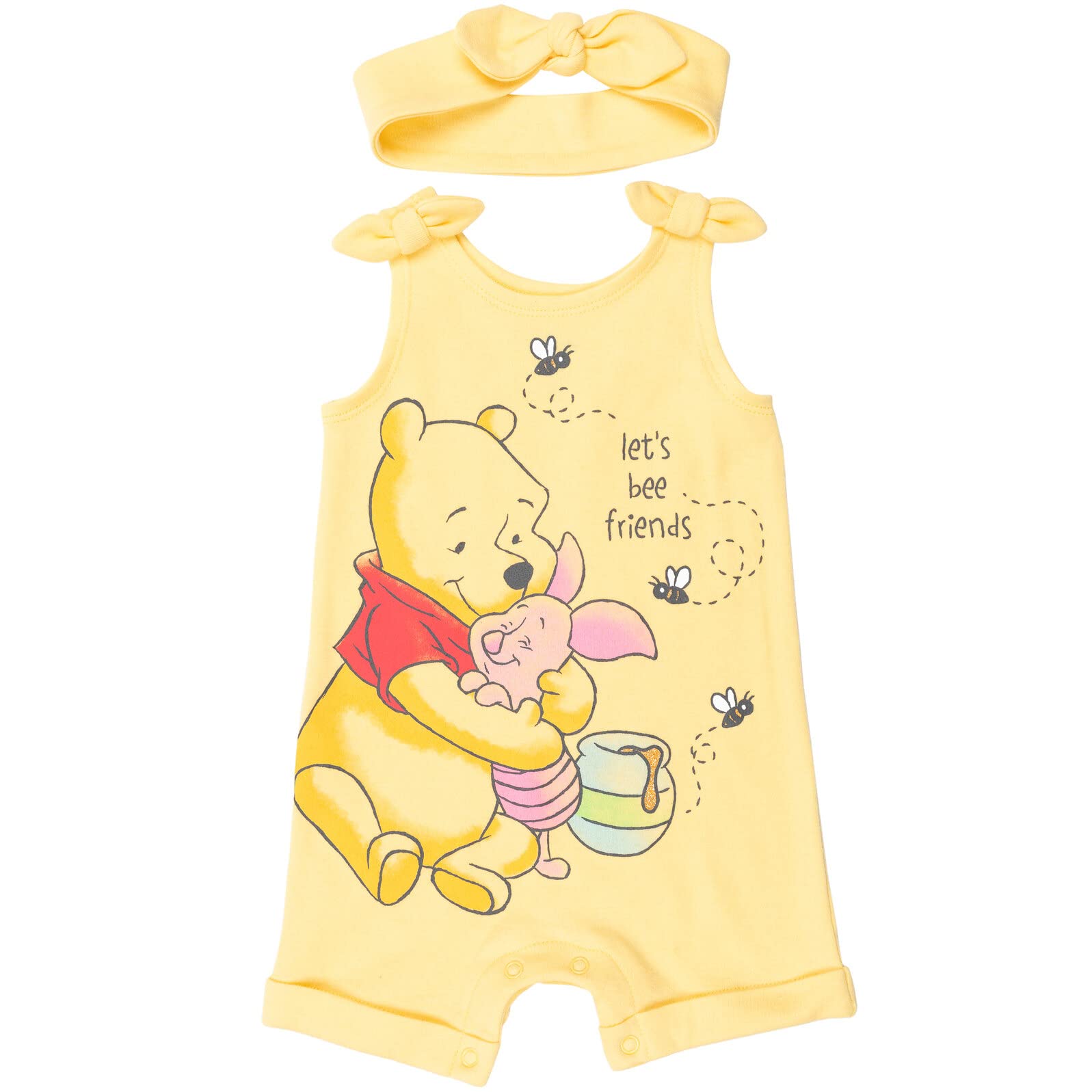Disney Baby Minnie Mouse Winnie the Pooh Lion King Lilo & Stitch Simba Romper Outfit with Headband Set - Newborn to 24 Months - Perfect for Photo Shoots, Birthday Parties & Disney Theme Events