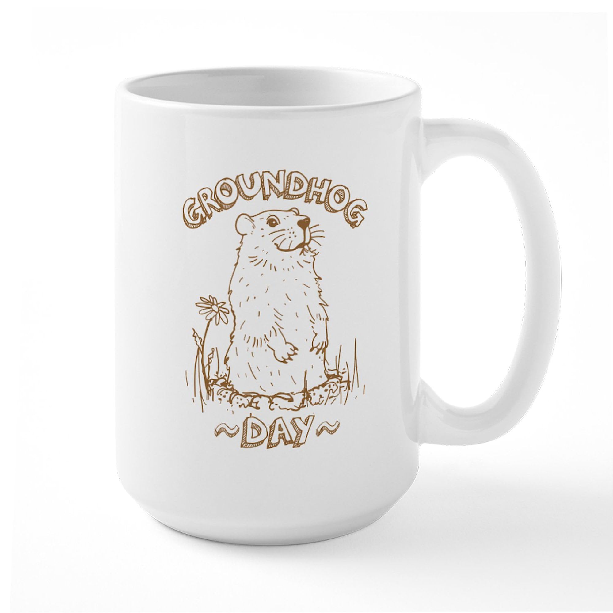 Groundhog Day 15 oz (444 ml) Ceramic Coffee Mug - Funny Novelty Gift for Coffee Lovers - Perfect for Office Use, Home Decor & Holiday Celebrations