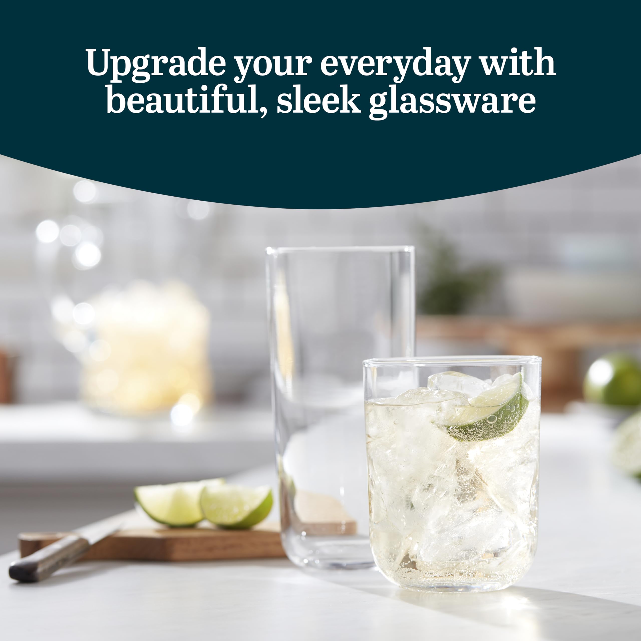 Libbey Lisbon 16-Piece Tumbler and Rocks Glass Set - Durable Drinkware for Cocktails, Iced Tea & Everyday Use - Perfect for Home Bars, Parties & Restaurants