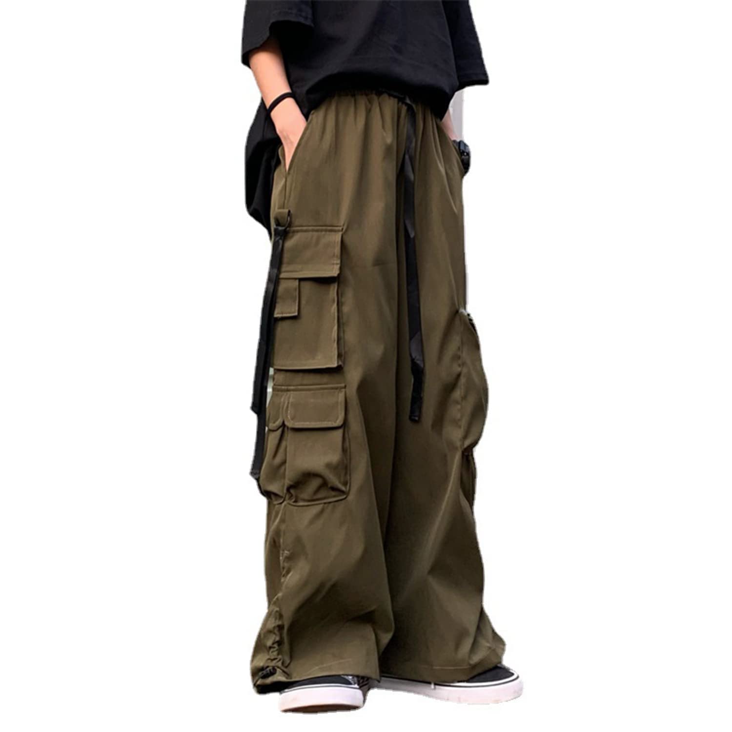 **Gothic Harajuku Cargo Pants for Women - Y2K Hip-Hop Wide Leg Joggers | Hippie Grunge Streetwear Loose Baggy Trousers | Perfect for Casual, Rave & Festival Outfits**