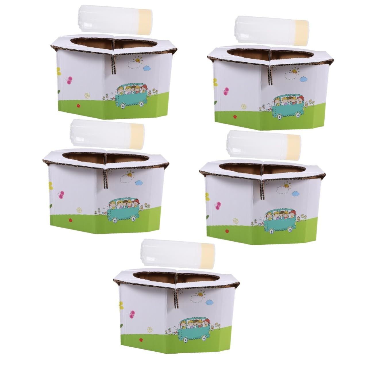 5-Piece Portable Folding Toilet Seat Commode - Lightweight White Plastic Travel Potty for Camping, Hiking & Emergency Use
