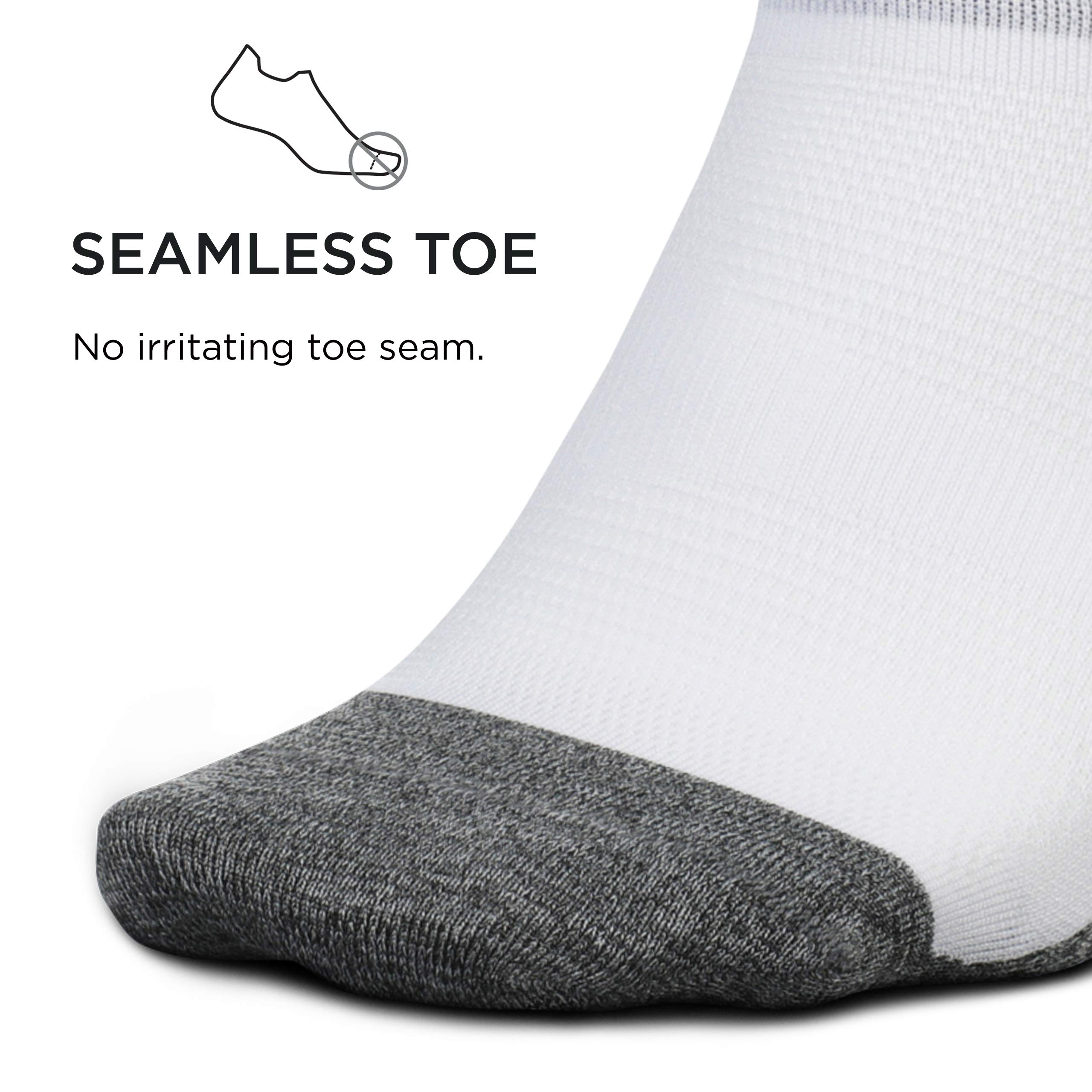 Feetures Elite Light Cushion No Show Tab Ankle Socks - Breathable Sport Socks with Targeted Compression for Running & Workouts - White (6 Pair Pack) - Perfect for Gym, Yoga & Everyday Wear