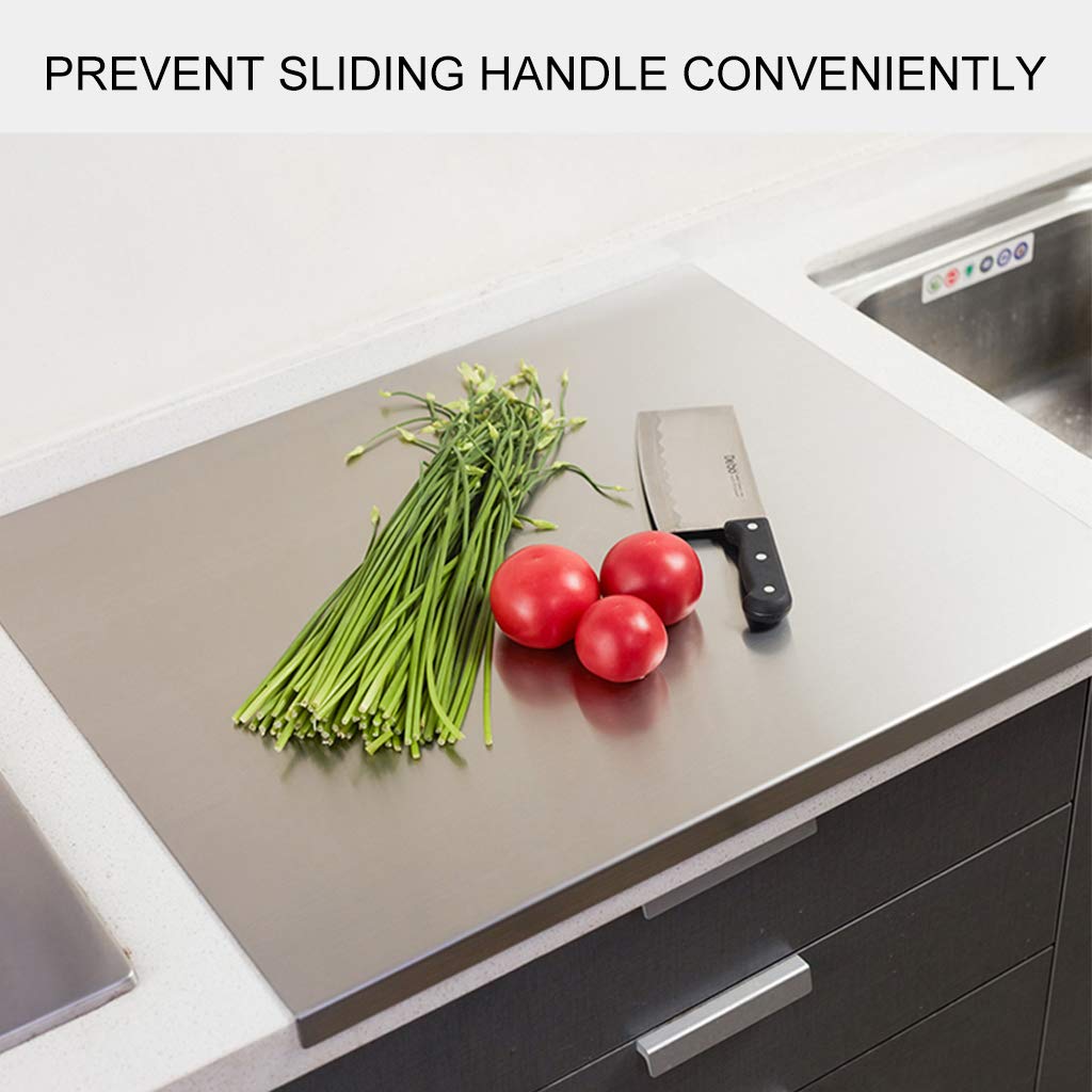 Premium 304 Stainless Steel Cutting Board - Heavy Duty Food Grade Chopping Block for Meat, Vegetables, Fruit & Pastry - Non-Slip Kitchen Prep Board for Cooking, Baking & Meal Prep - Ideal for Home Chefs & Professional Kitchens
