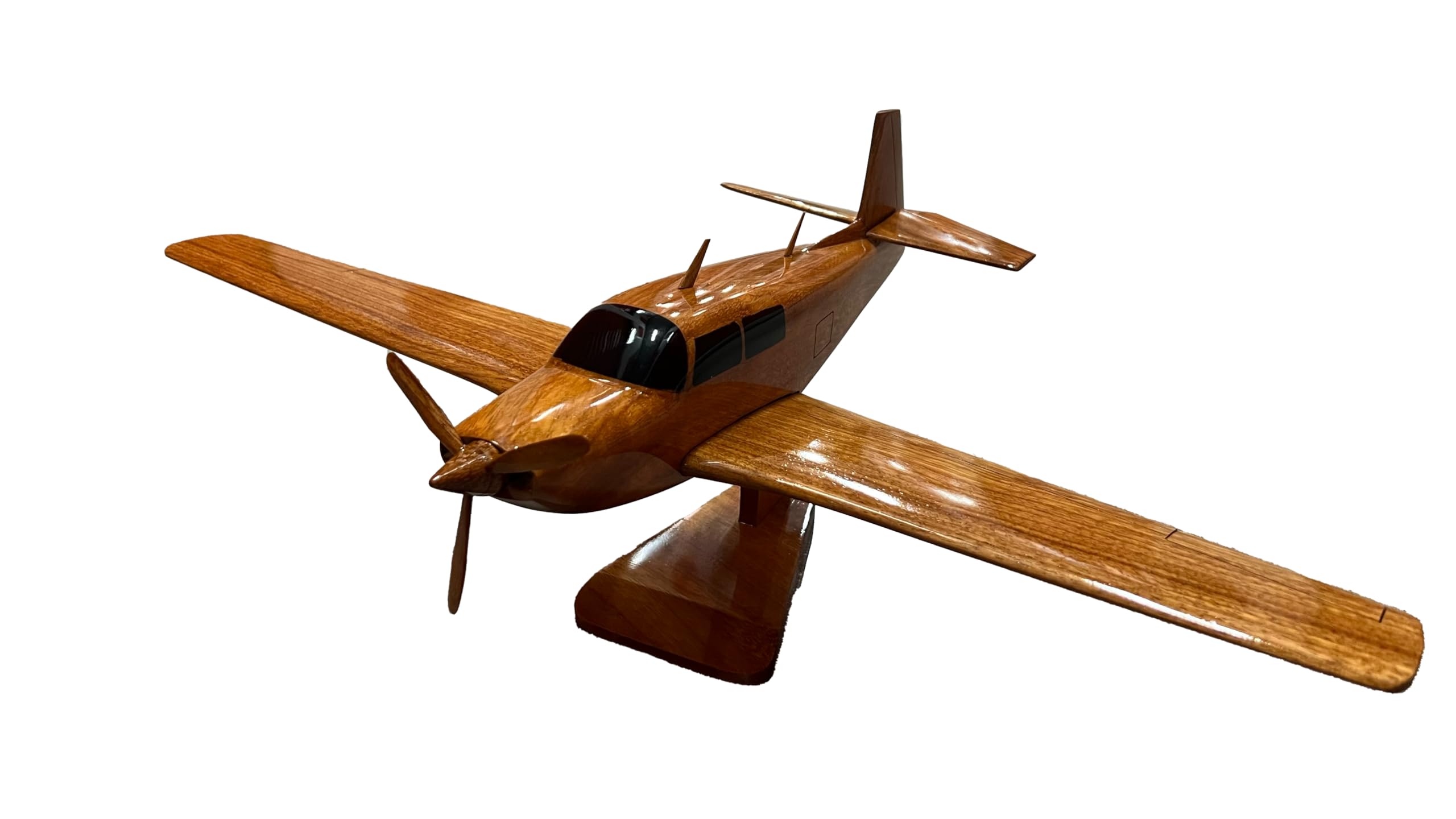 Mooney M20 Mahogany Wood Desktop Airplane Model - Handcrafted Aviation Collectible for Office Decor, Pilot Gift & Home Display