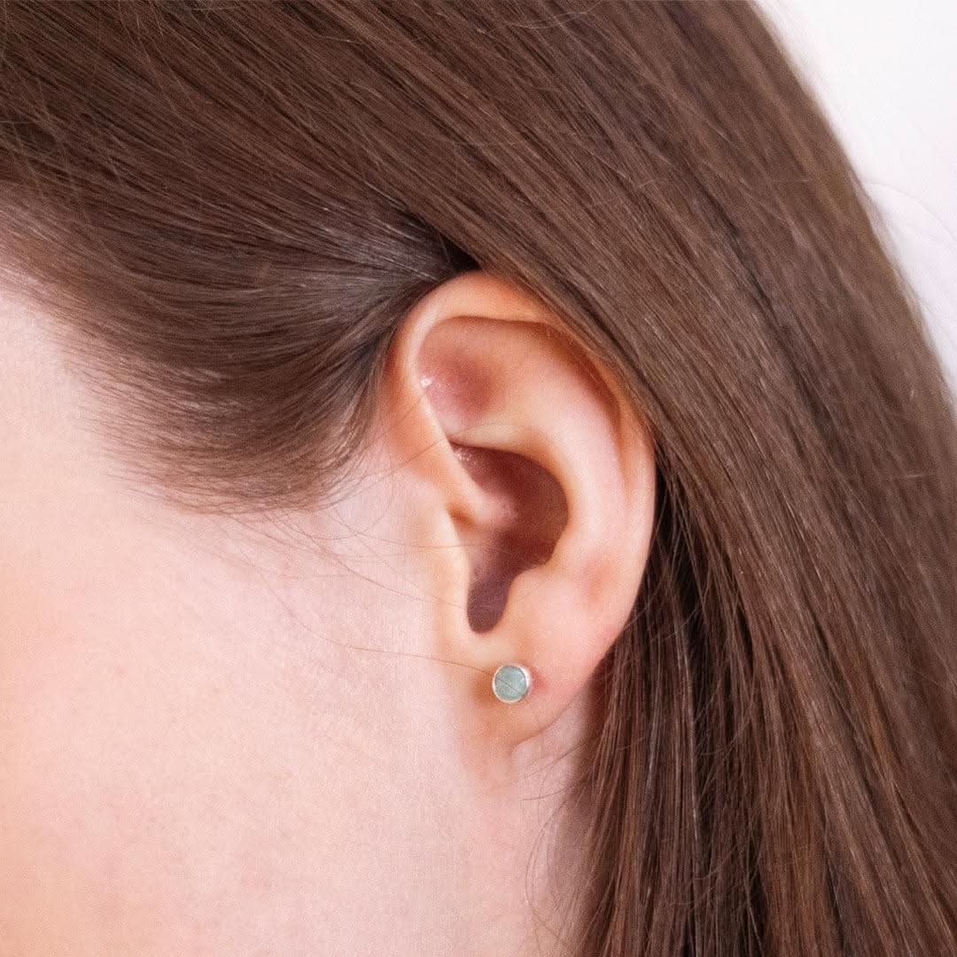 Aqua Chalcedony Stud Earrings for Women - Sterling Silver March Birthstone Jewelry - Perfect Gift for Birthday, Anniversary & Everyday Wear