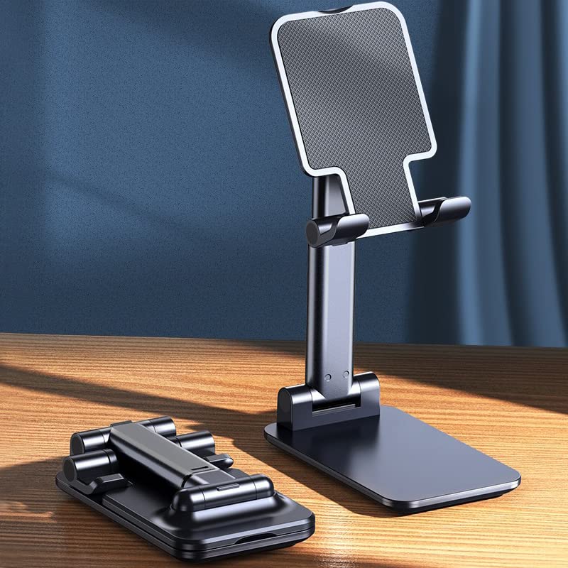 2 Pack Adjustable Phone Stand for Desk - Foldable & Portable Cell Phone Holder for iPhone 14/13/12 & Smartphones - Perfect for Office, Home, Watching Videos & Video Calls