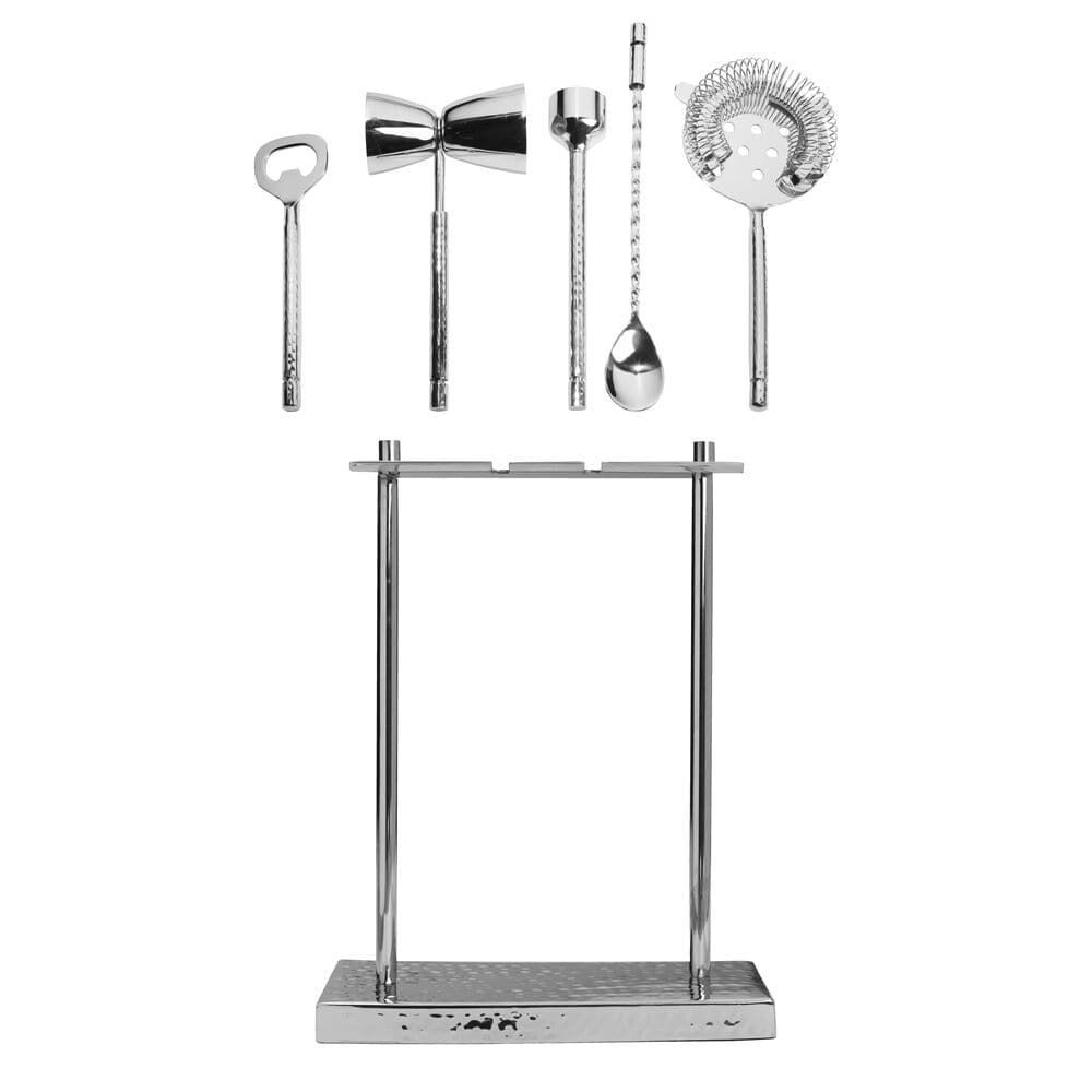 Premium Hammered 6-Piece Bar Tool Set - Stainless Steel Cocktail Mixing Kit with Jigger, Shaker & Strainer - Perfect for Home Bars, Cocktail Parties & Professional Bartenders