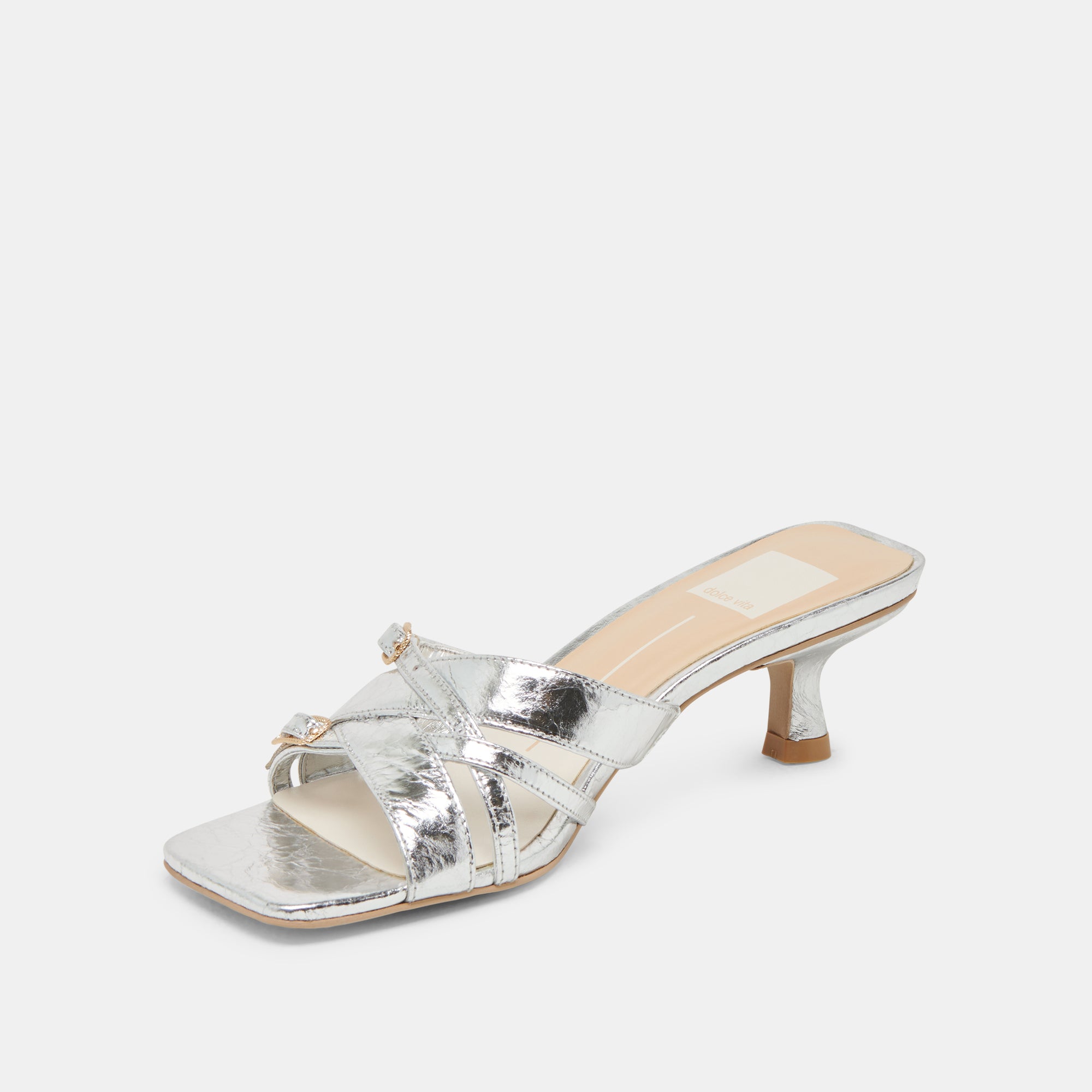 BRYANT Women's Silver Distressed Leather Heels - Stylish High Heel Pumps for Party, Wedding & Evening Events