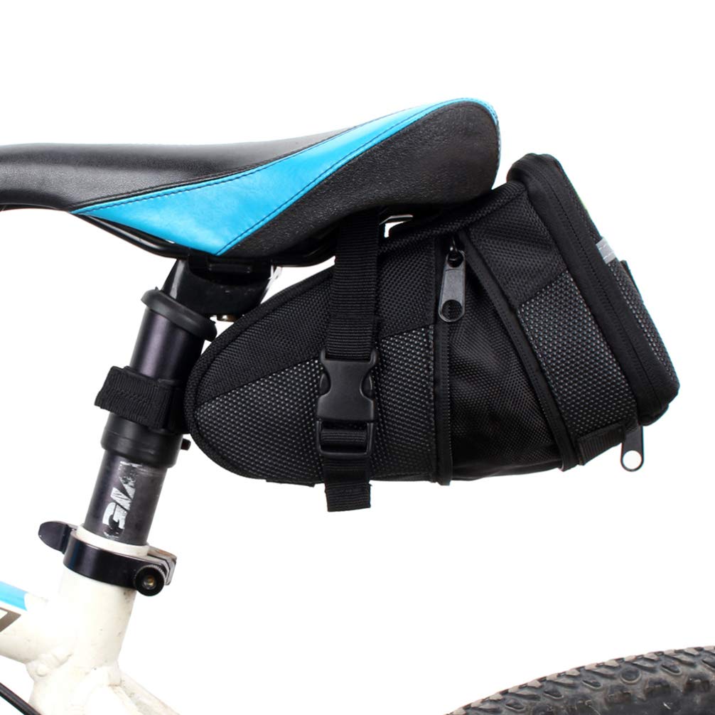 **Garneck Waterproof Bike Saddle Bag - Mountain & Road Bicycle Seat Storage Pouch with Rear Light - Foldable, Durable for Cycling Commute, Touring & Outdoor Adventures**