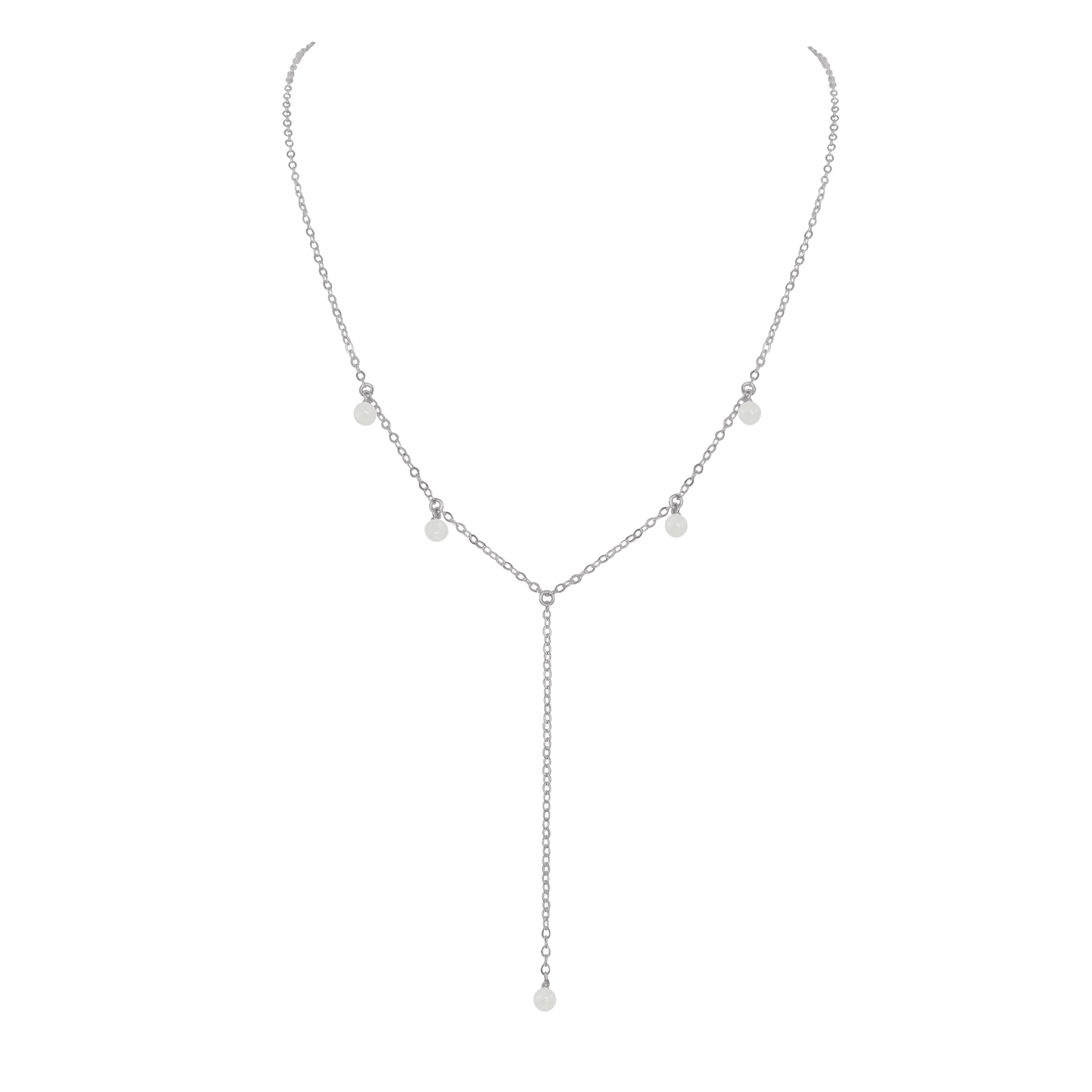 White Moonstone Crystal Boho Lariat Necklace - Elegant Handmade Jewelry for Women | Perfect for Boho Chic, Festival, Wedding & Everyday Wear
