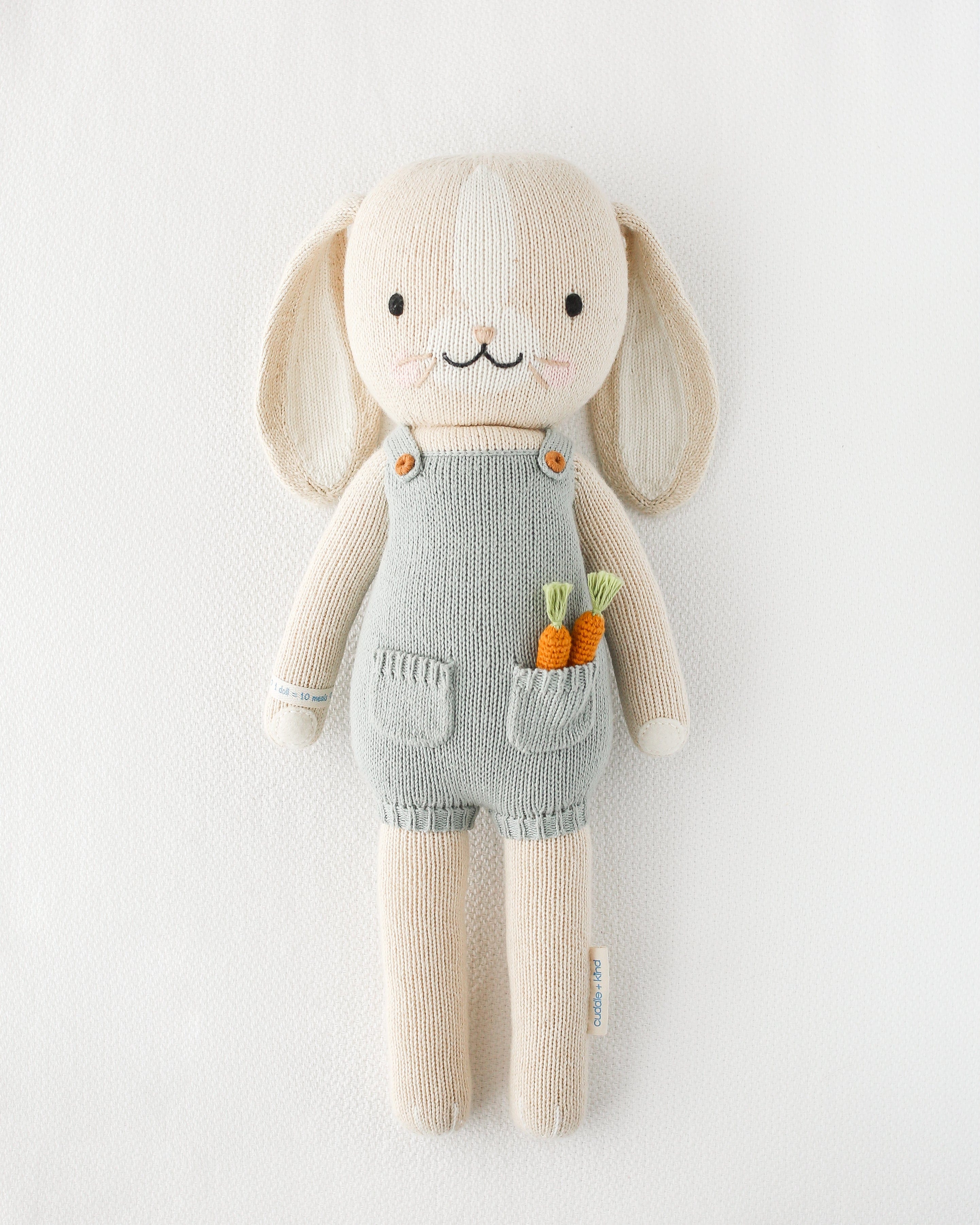 Cuddle+Kind Henry the Bunny (Little) - Organic Cotton Handmade Plush Toy for Babies & Kids | Perfect for Cuddling, Gifts, and Nursery Decor