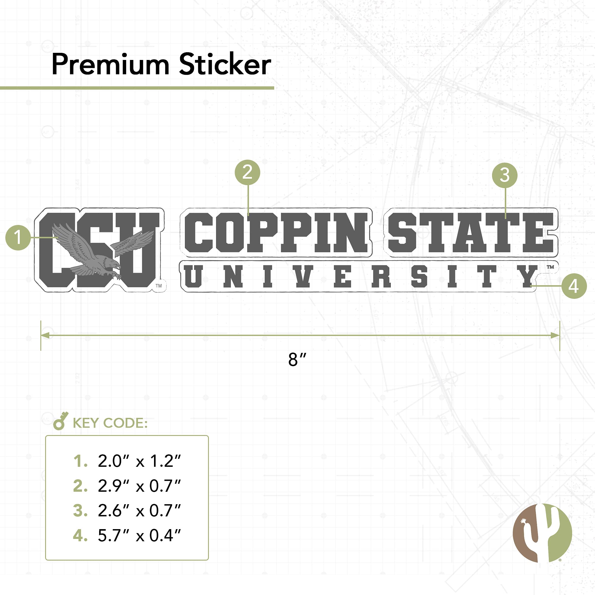 Desert Cactus Coppin State University Sticker - CSU Eagles Name Logo Vinyl Decal - 8 Inch Waterproof Sticker for Laptop, Water Bottle, Car, Scrapbook - Perfect for School Spirit, College Pride & DIY Crafts