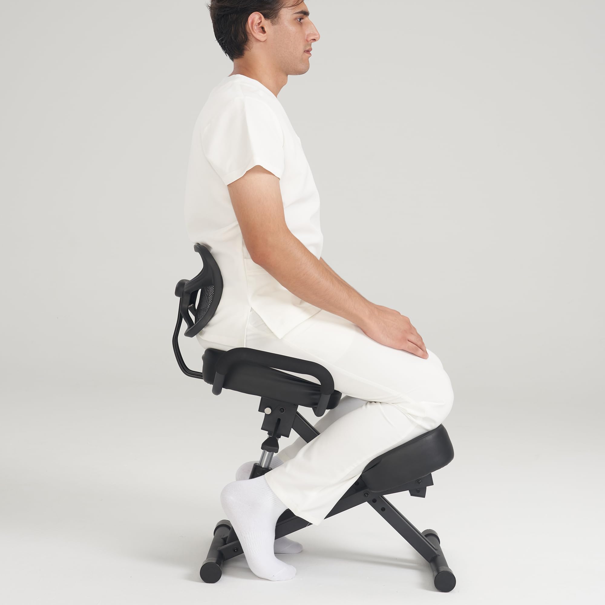 Ergonomic Kneeling Chair with Back Support - Adjustable Posture Correction Stool for Office & Home - Angled Seat Design Improves Spinal Alignment - Perfect for Meditation, Desk Work & Pain Relief