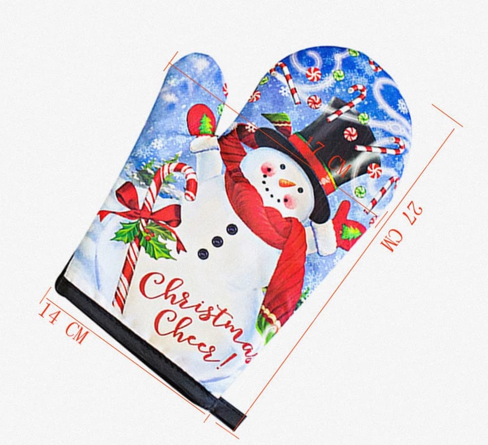 Festive Snowman Oven Mitts and Potholders Set - 3-Piece Non-Slip BBQ Gloves with Christmas Apron for Cooking, Baking & Grilling - Holiday Kitchen Gift & Decor (White) - Perfect for Christmas Baking, Holiday Cooking & Festive Kitchen Decorations
