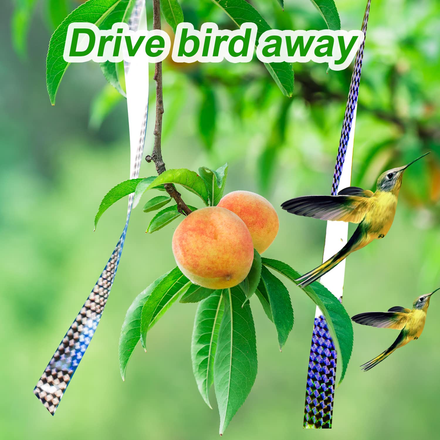 Reflective Scare Tape 492ft - Double Sided Flash Tape, Holographic Glitter Bird Deterrent for Gardens & Farms (2 Rolls) - Protect Crops from Birds & Pests