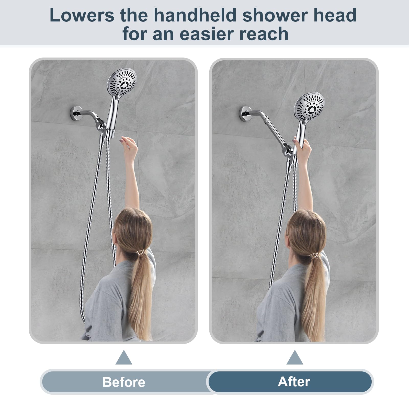 BRIGHT SHOWERS 6 Inch Shower Arm Extender - Adjustable Chrome Pipe Extension for Rain & Handheld Shower Heads | Perfect for Bathroom Renovation & Accessibility Needs