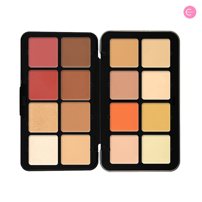 CARLA SECRET 12 Color Blush & Concealer Palette - Creamy Contour, Highlight & Conceal Makeup Kit for All Skin Tones - Perfect for Professional Makeup Artists & Everyday Beauty Looks
