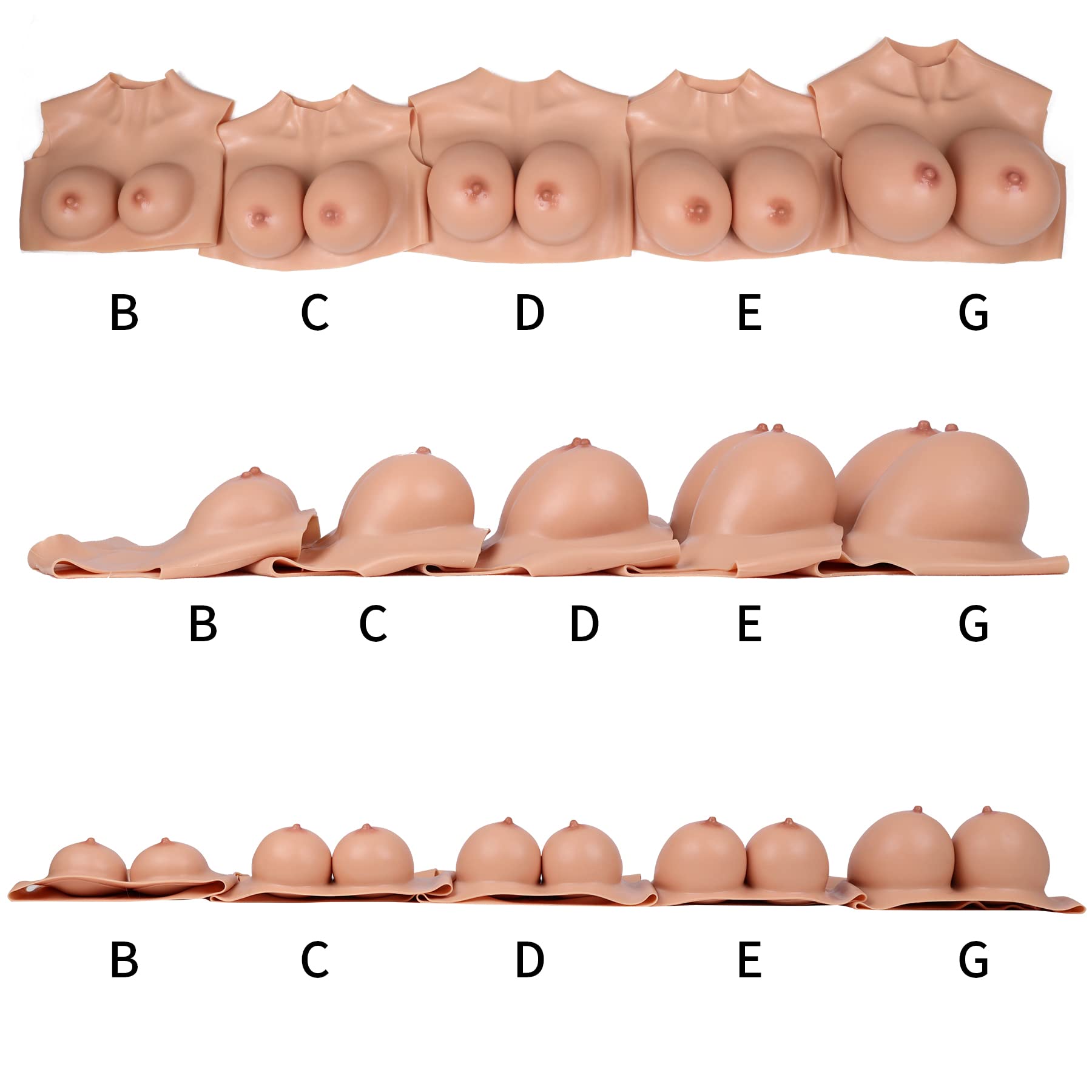 Premium Silicone Breast Forms for Crossdressers & Transgender - Soft Touch B/C Cup Bra Pads with Round Collar - Natural Look for Cosplay, Drag Shows & Everyday Wear