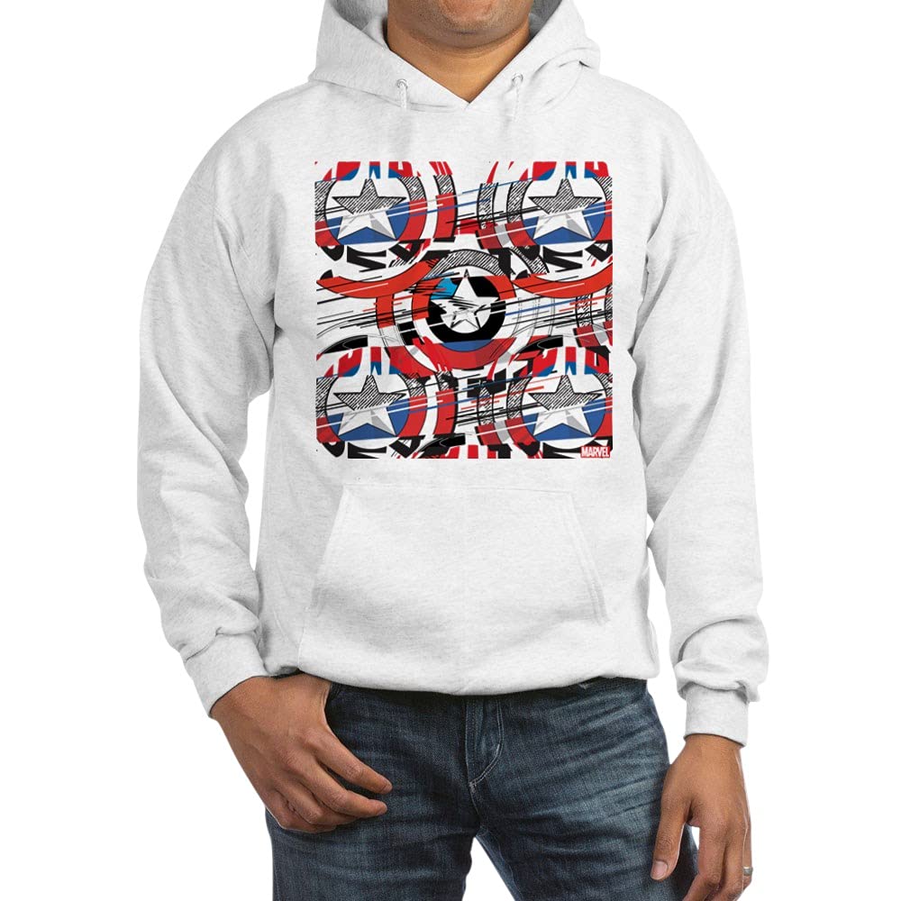 Captain America Shield Pattern Hooded Sweatshirt - Marvel Avengers Superhero Pullover Hoodie for Men & Women | Perfect for Cosplay, Comic Con & Casual Wear