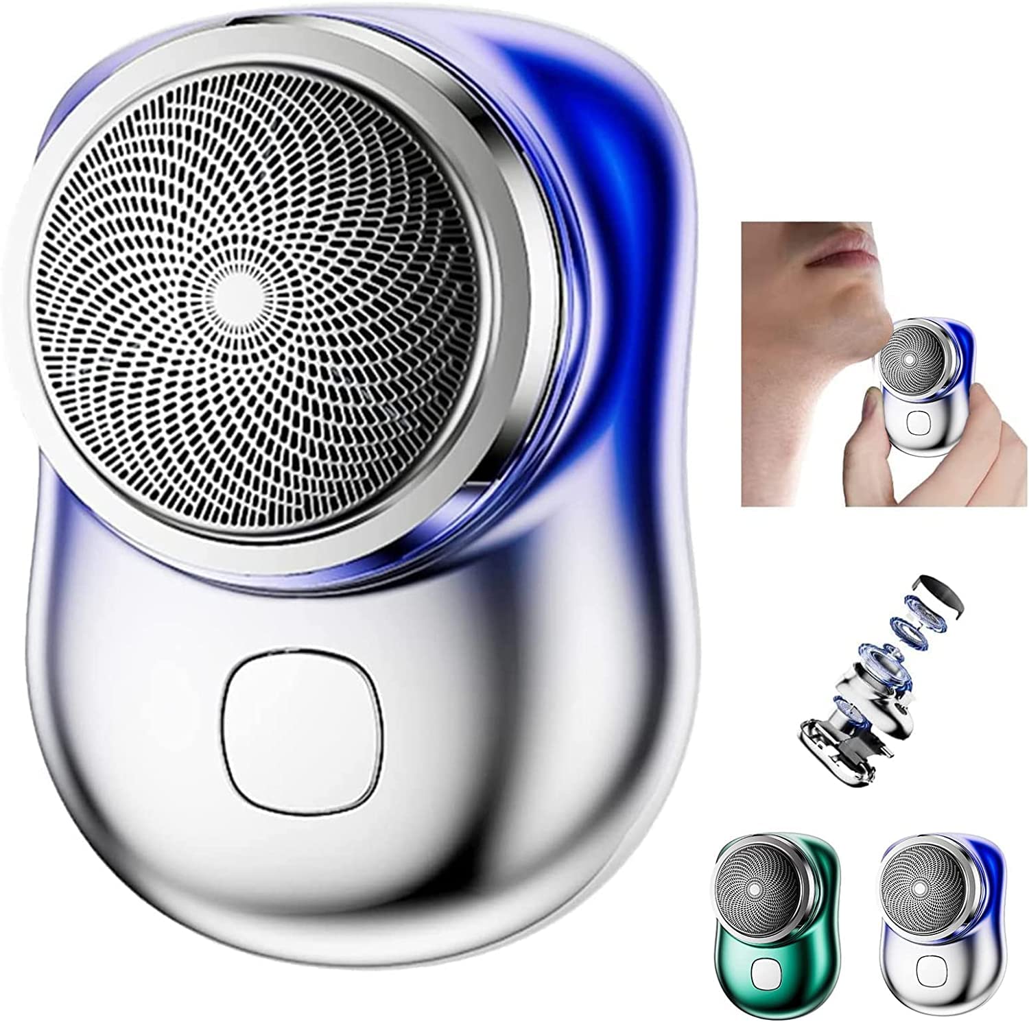 2023 New Portable Electric Shaver for Men - USB Rechargeable Mini Travel Shaver with One-Button Operation - Perfect for Home, Office & On-The-Go Grooming (Blue) - Ideal for Business Trips, Gym Bags & Daily Facial Hair Maintenance