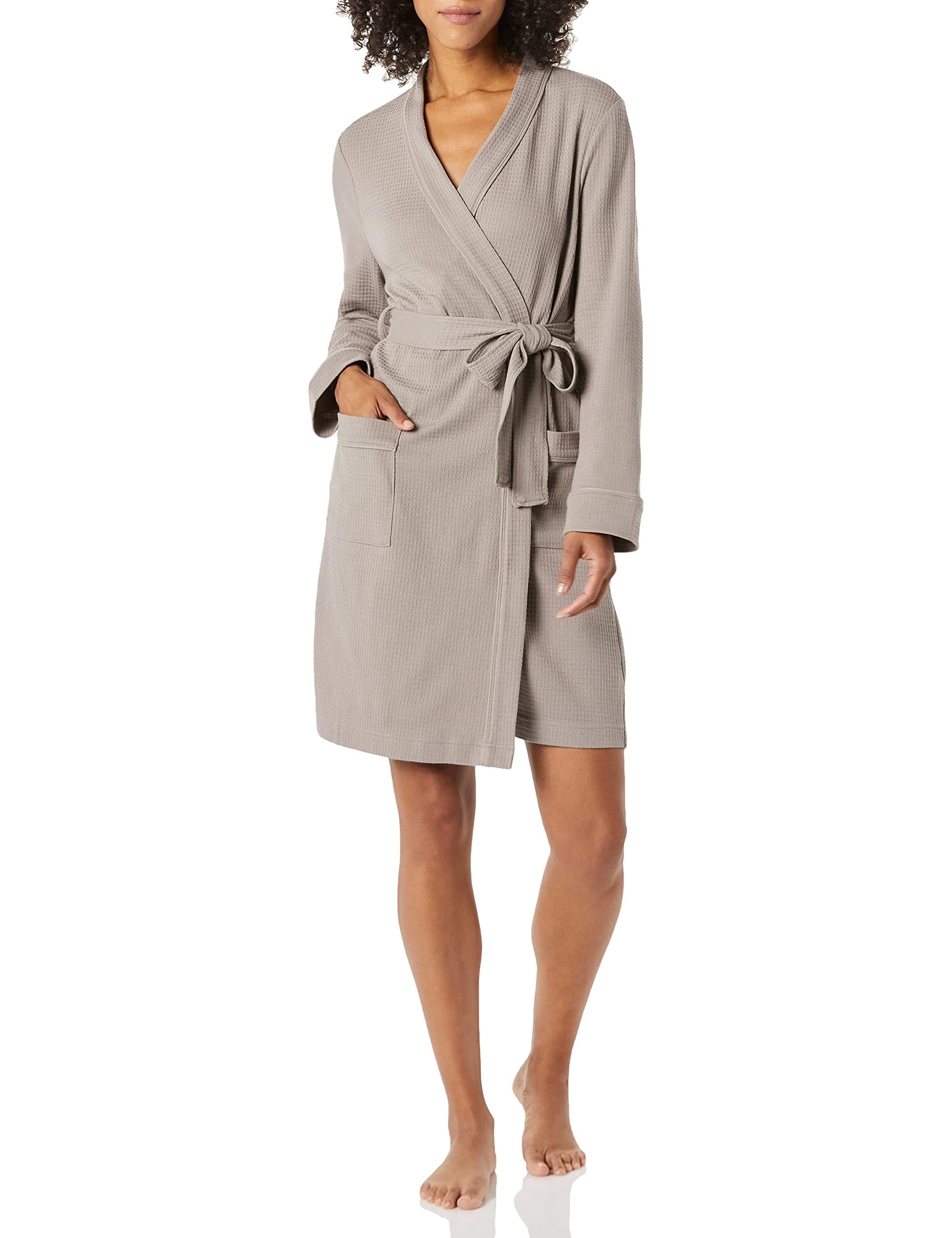 Amazon Essentials Women's Lightweight Waffle Mid-Length Robe - Soft & Breathable Bathrobe for Lounge & Spa - Plus Size Options Available - Perfect for Relaxing at Home, Post-Shower Comfort & Gift Giving