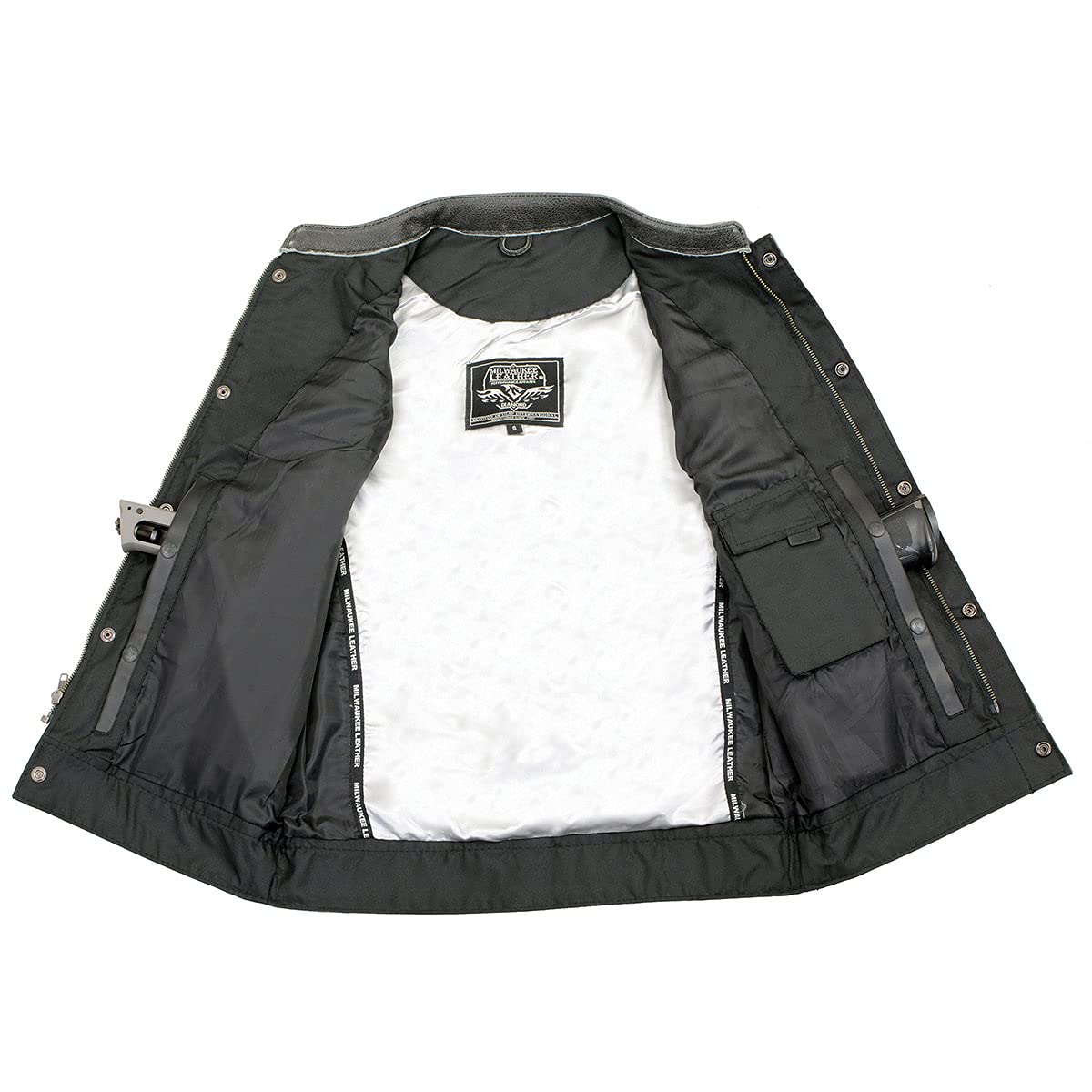 Milwaukee Leather MLM3513 Men's Premium Biker Vest - Genuine Leather Motorcycle Vest with Snap & Zipper Closure for Harley Riders - Perfect for Cruising, Bike Rallies and Motorcycle Events