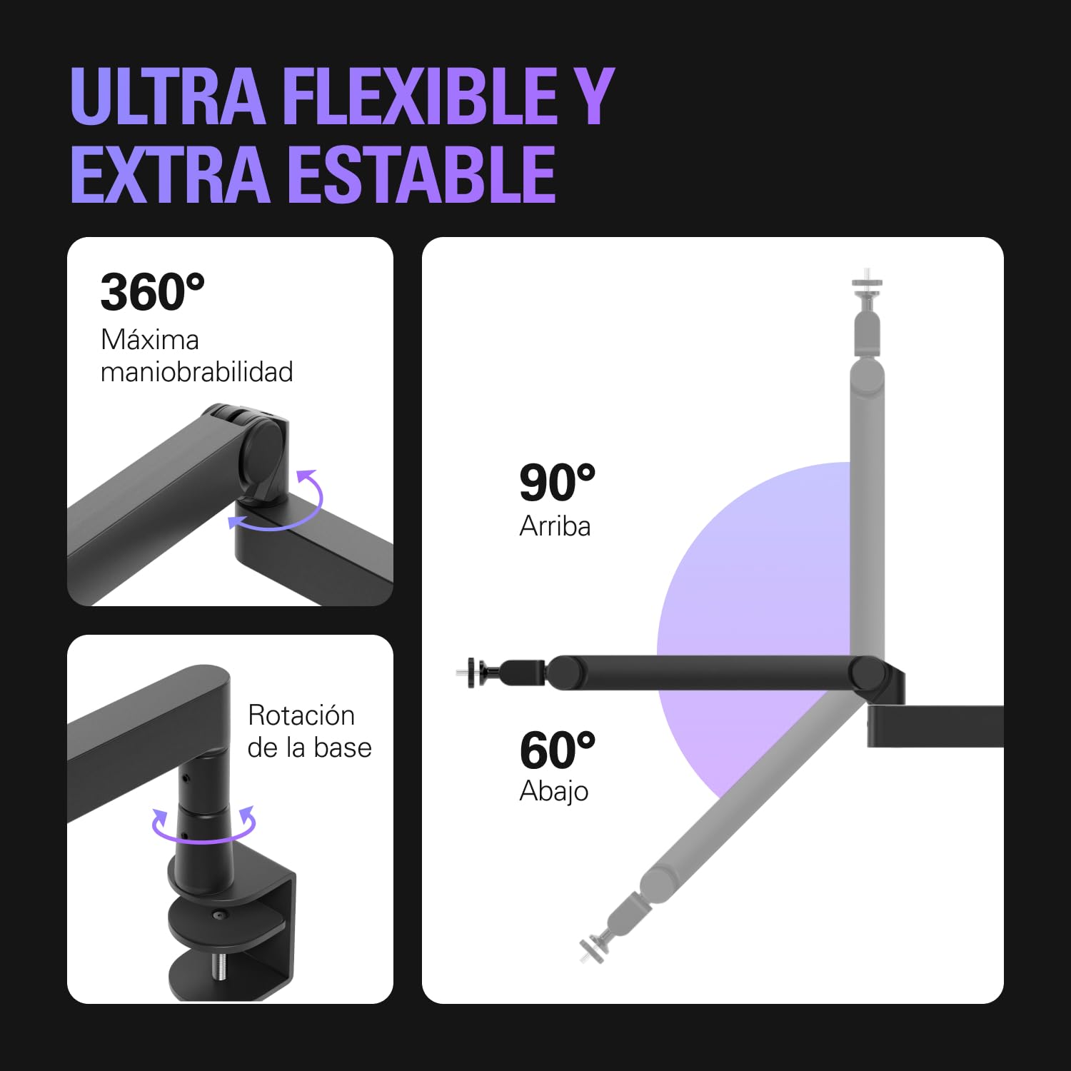 Elgato Wave Mic Arm Pro - 360° Rotatable Low Profile Gas Spring Microphone Arm for Shure SM7B, HyperX QuadCast, Rode & Blue Yeti - Perfect for Podcasting, Streaming & Home Studio Recording