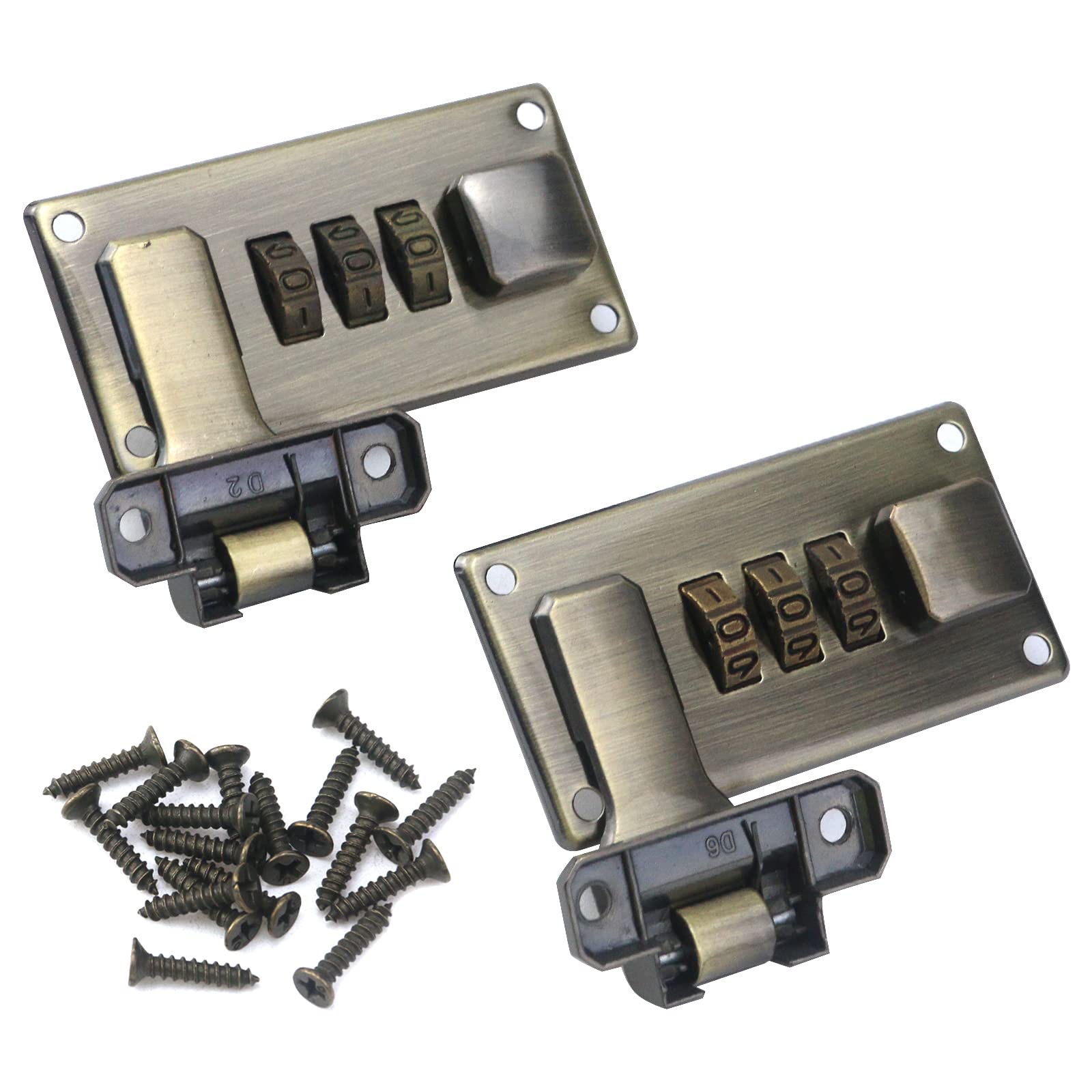 2-Pack Bronze 3-Digit Combination Locks for Luggage, Suitcases, Toolboxes & Vanity Cases - Secure Travel & Storage with Screws Included | Perfect for Airports, Hotels & Home Organization