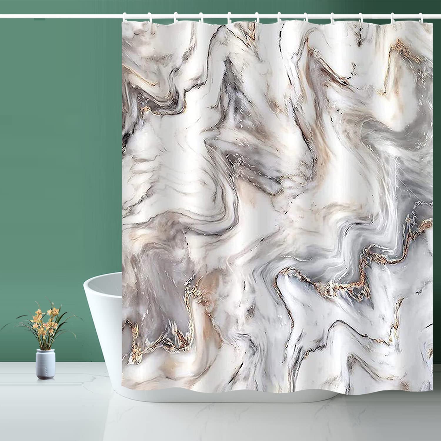 Niidder Modern Abstract Marble Shower Curtain - 72x72 Inch Waterproof Bathroom Decor with 12 Hooks - Washable Fabric for Home & Hotel Use - Elegant Bath Curtain for Spa-Like Shower Experience