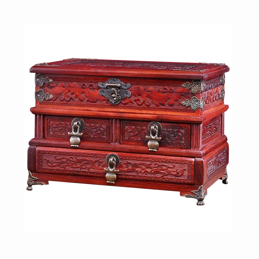 Vintage Antique Jewelry Storage Box with Lock - African Rosewood Jewelry Organizer, Fashion Home Decor Gift for Women - Perfect for Jewelry Display, Home Decor & Birthday Gifts