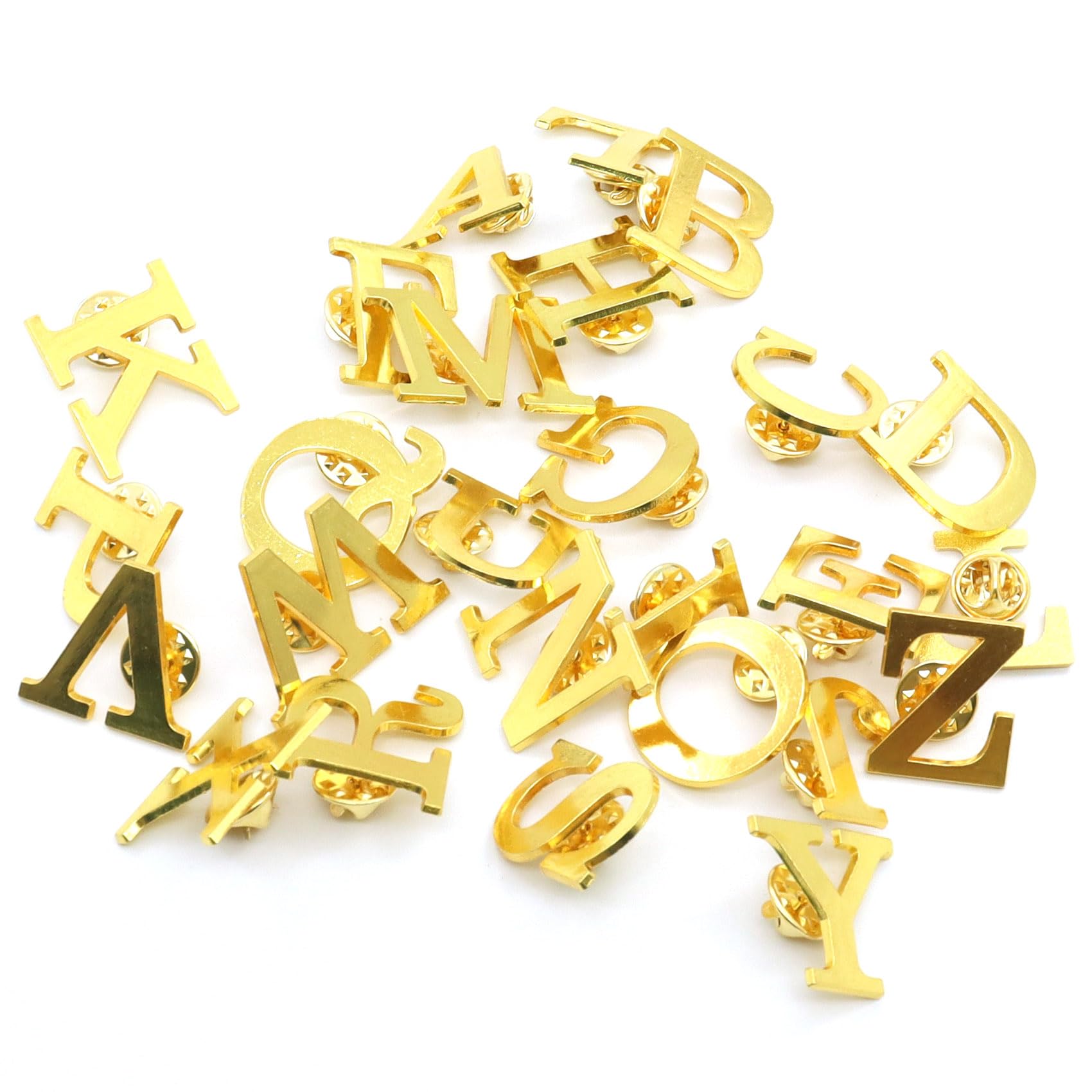 10-Pack Gold Plated A-Z Initial Letter Brooches - Personalized Name Pins for Women & Men | Elegant Gift for Weddings, Parties & Fashion Accessories
