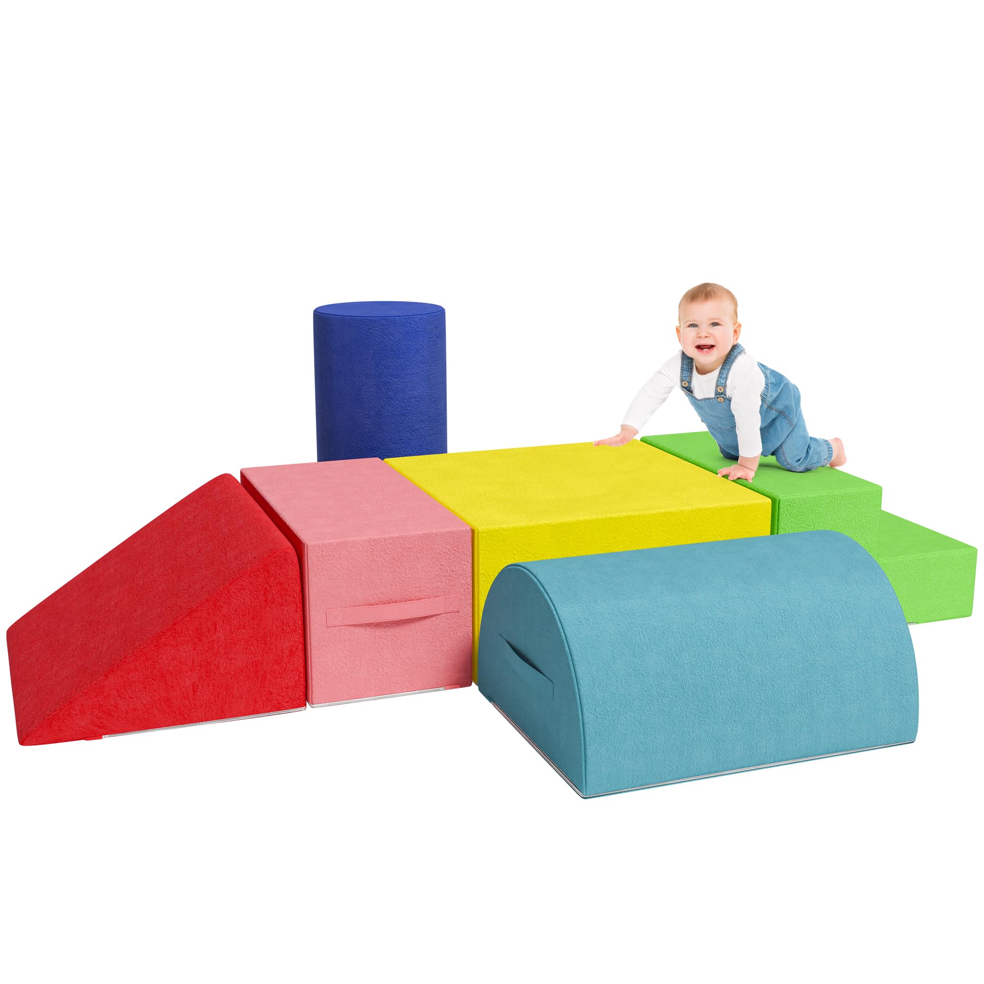 Soft Foam Climbing Blocks for Toddlers - 6-Piece Indoor Play Set with 30D High-Density Foam, Safe Climb & Crawl Gym Toys for Babies & Kids (Multicolor) - Perfect for Playrooms, Daycares & Home Toddler Activity Centers