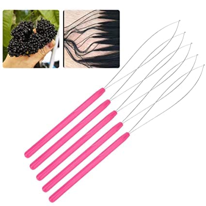 RED KARTZ Hair Extension Pulling Needle - Plastic Loop Threader for Micro Beads (6-Piece Set) | Perfect for Hair Extensions, Weaves & Braiding
