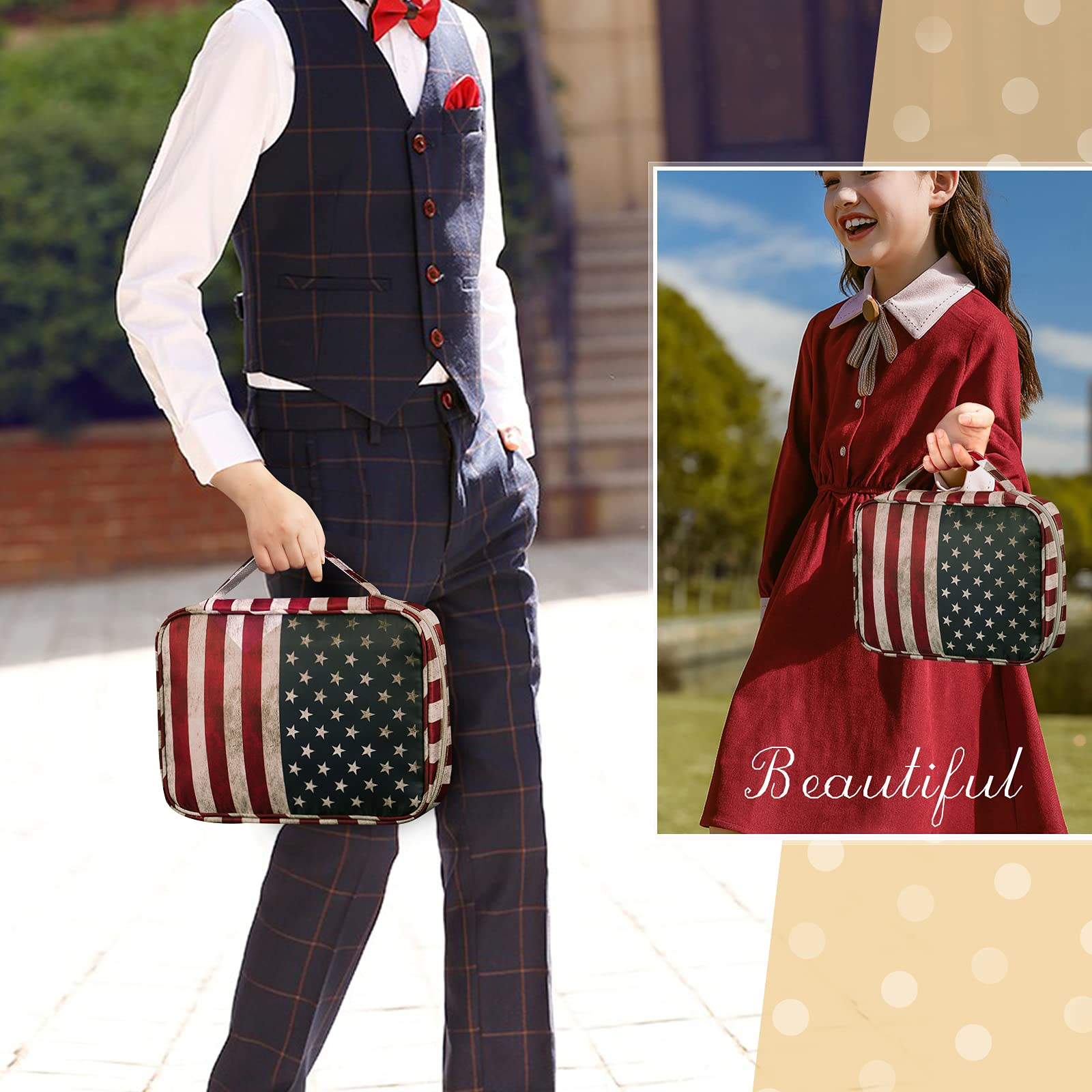 FINPAC Bible Cover with Handle & Zippered Pocket - Durable Protective Book Case for Church, Travel & Daily Use - Perfect Gift for Women, Men & Mothers - Patriotic US Flag Design - Ideal for Bible Study, Worship Services & On-the-Go Protection