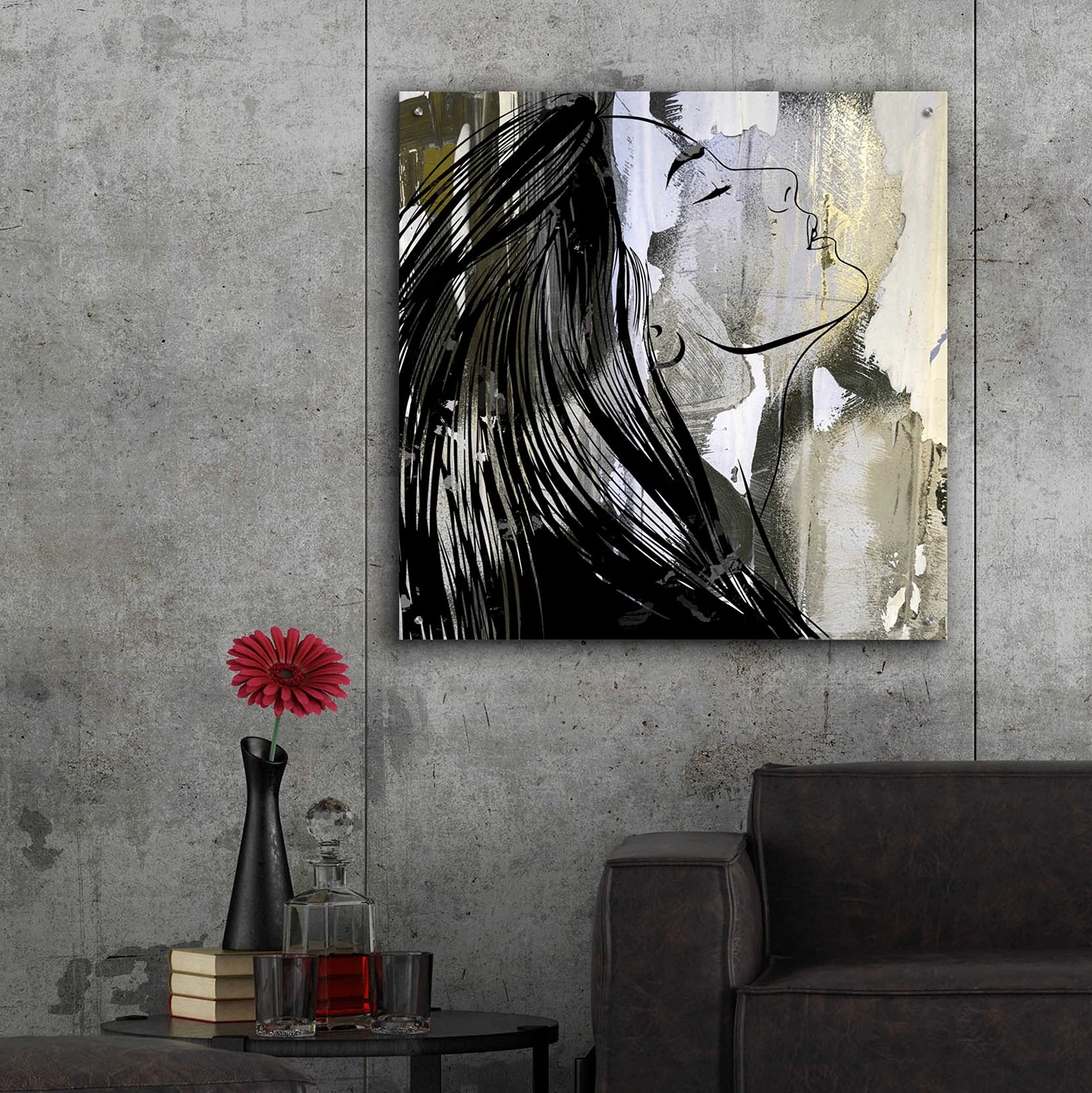 Karen Smith 'Face in The Wall 1' Acrylic Glass Wall Art - 36x36 Inches Modern Abstract Painting for Living Room, Bedroom & Office Decor