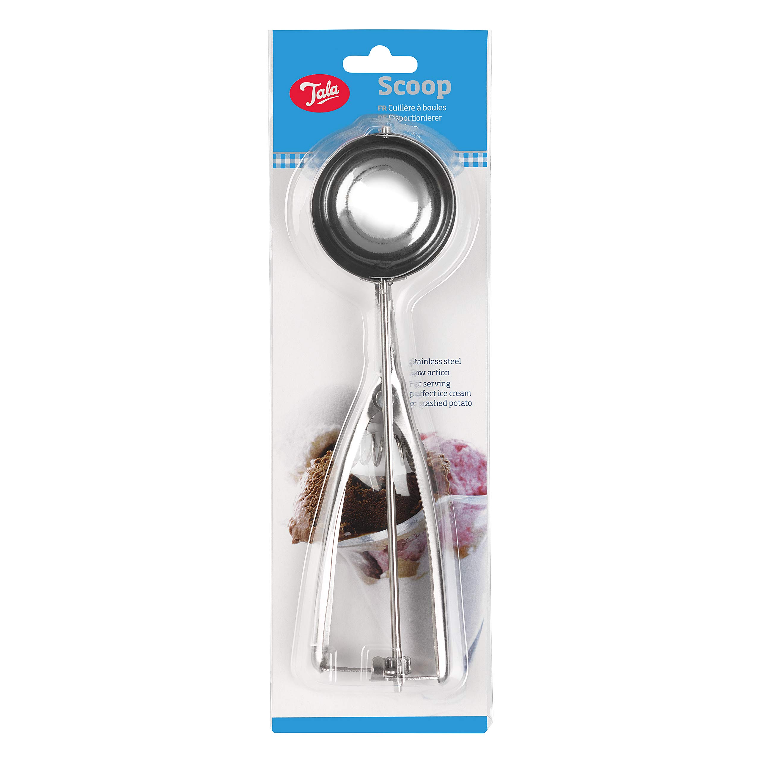 Premium Stainless Steel Ice Cream Scoop with Easy Trigger Action - Ideal for Scooping Ice Cream, Cookie Dough, Gelato, Sorbet & More - Perfect for Home Kitchens, Ice Cream Shops & Dessert Bars