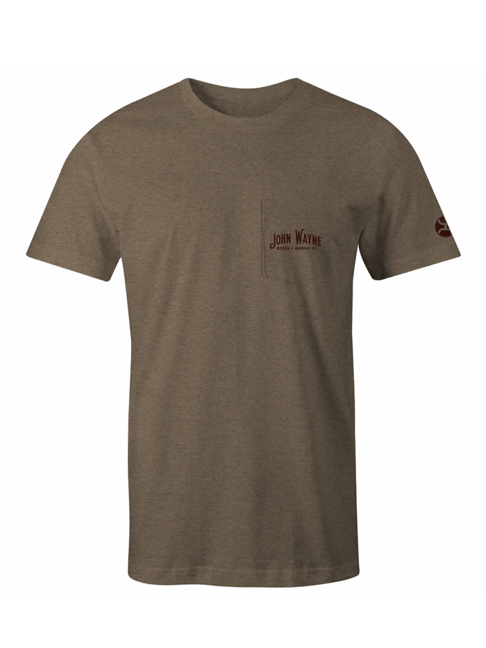 Hooey HT1647LTBR John Wayne Crew Neck T-Shirt for Men - Comfortable Brown Cotton Tee - Western Style Casual Wear for Outdoors & Everyday Use
