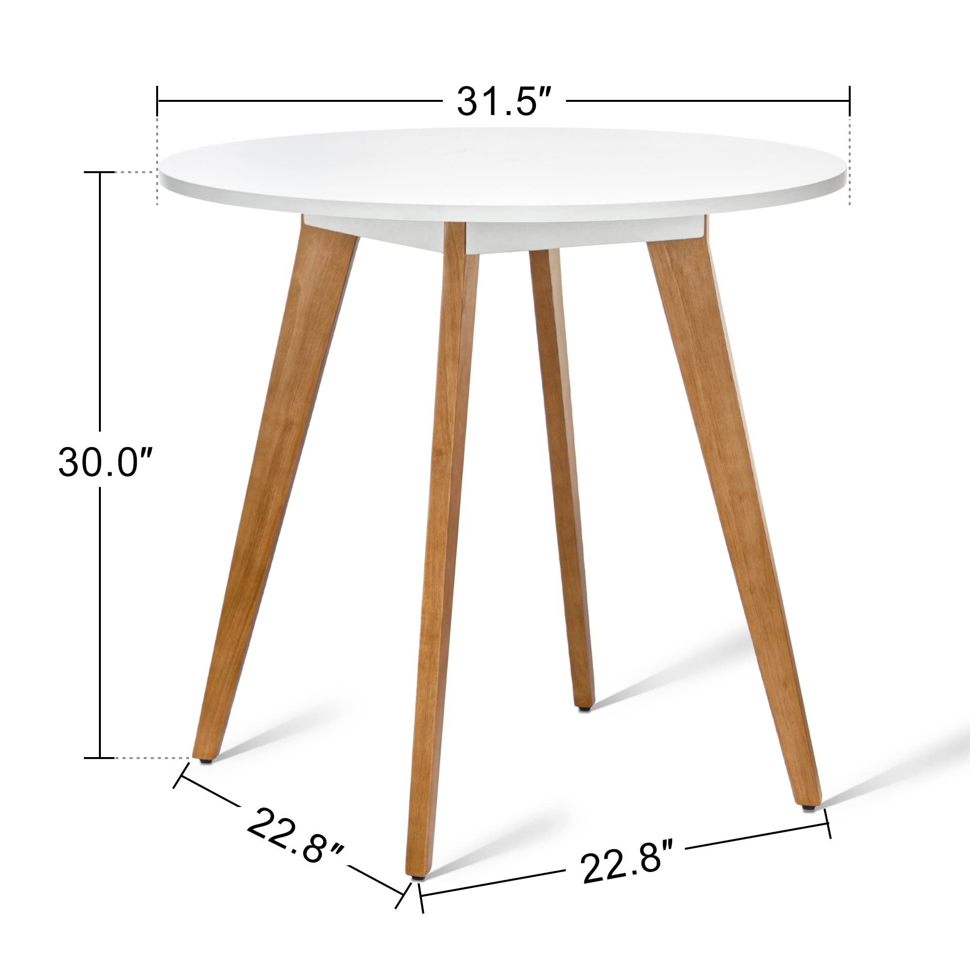Mid Century Modern Dining Table - Solid Wood Legs Kitchen Table 31.5