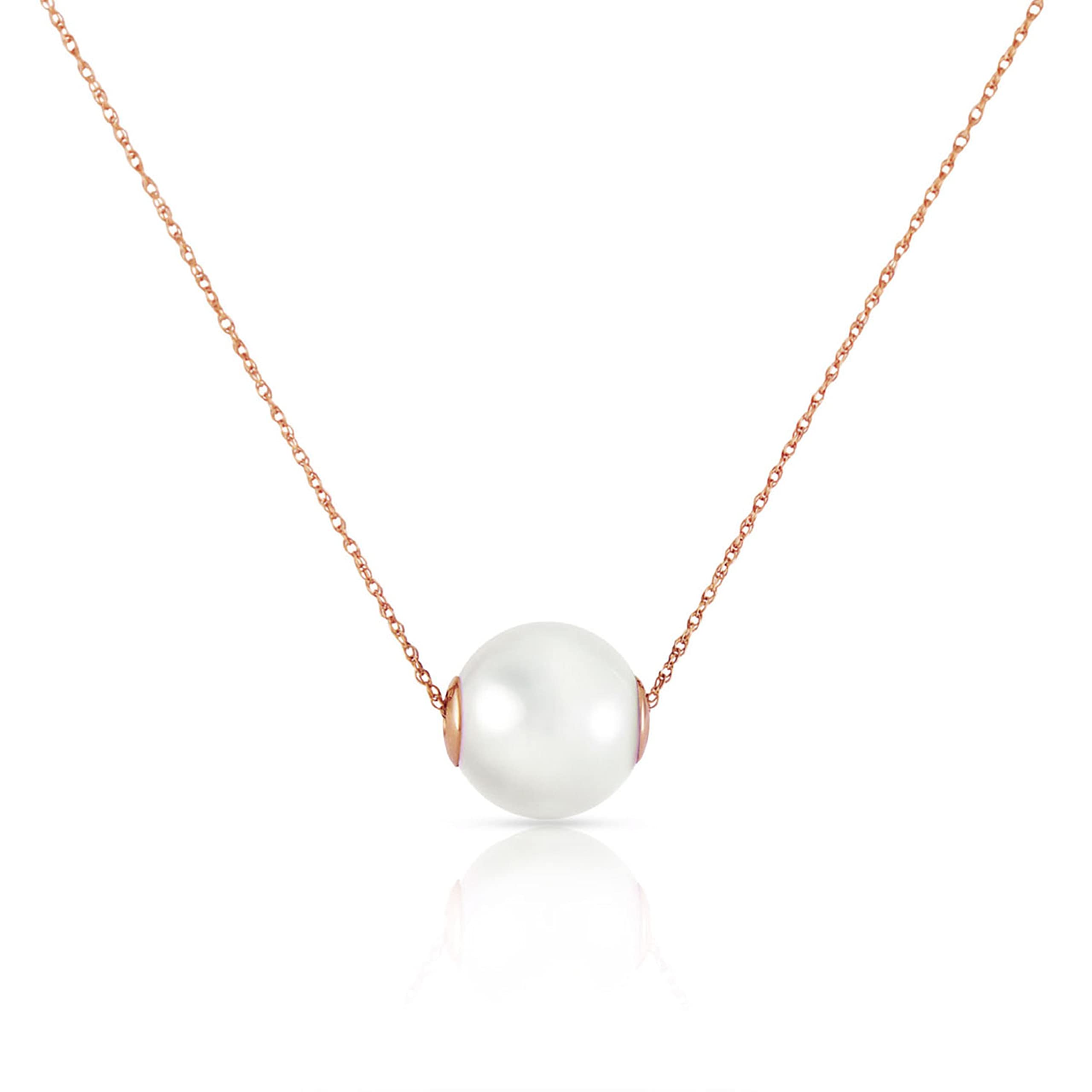 14K Rose Gold Necklace with 16mm White Shell Pearl - Elegant Galaxy Gold GG Jewelry for Women, Perfect for Weddings, Parties & Special Occasions