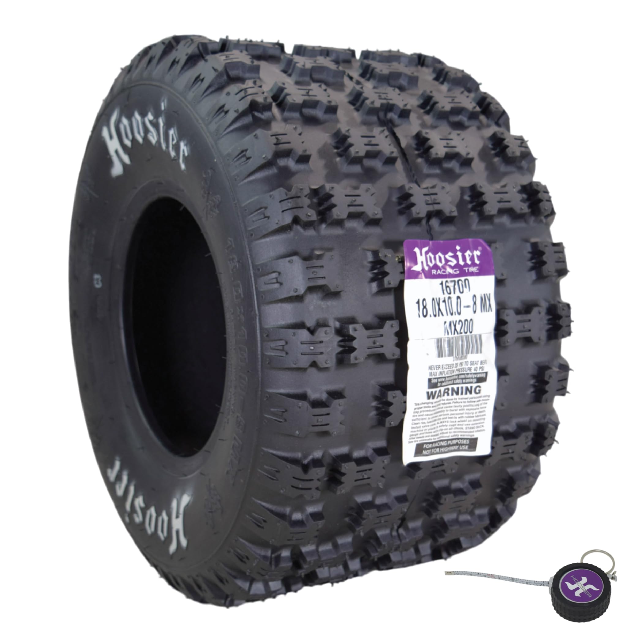 Hoosier ATV MX200 Motocross Tire 18.0X10.0-8 for Off-Road Racing - Includes Free Hoosier Keychain - Durable Performance for Dirt Bikes, ATVs & UTVs on Trails, Tracks & Mud Terrain