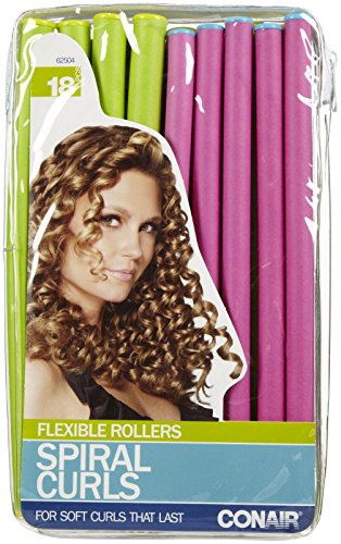 Conair Spiral Hair Rollers Set - 18 Count for Curly & Wavy Hairstyles - Perfect for Home Styling & Salon Use