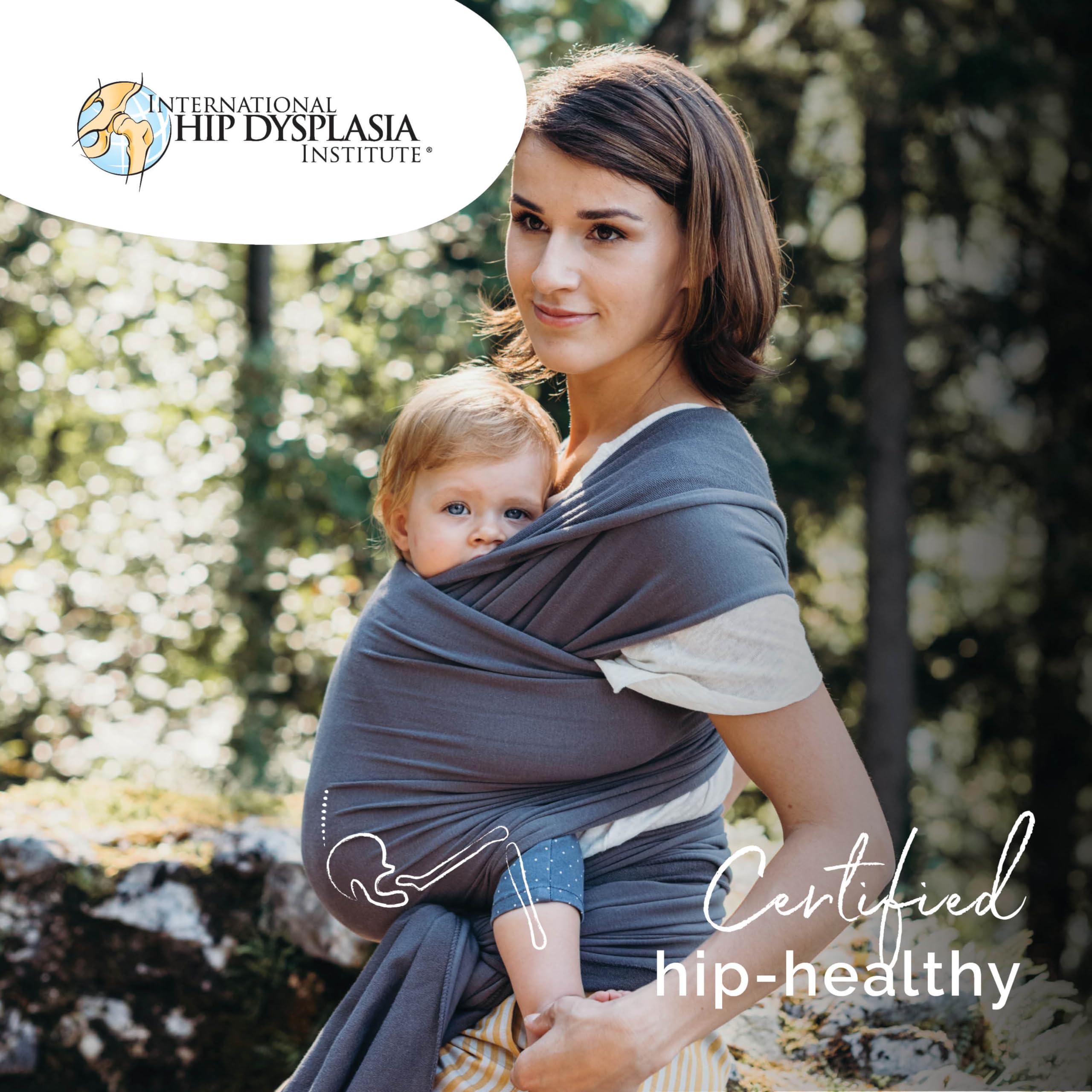 Organic Baby Wrap Carrier - Soft & Breathable Baby Sling for Newborn to Toddler (0-24 Months) - Hands-Free Infant Holder for Nursing, Shopping & Outdoor Activities - Dark Grey