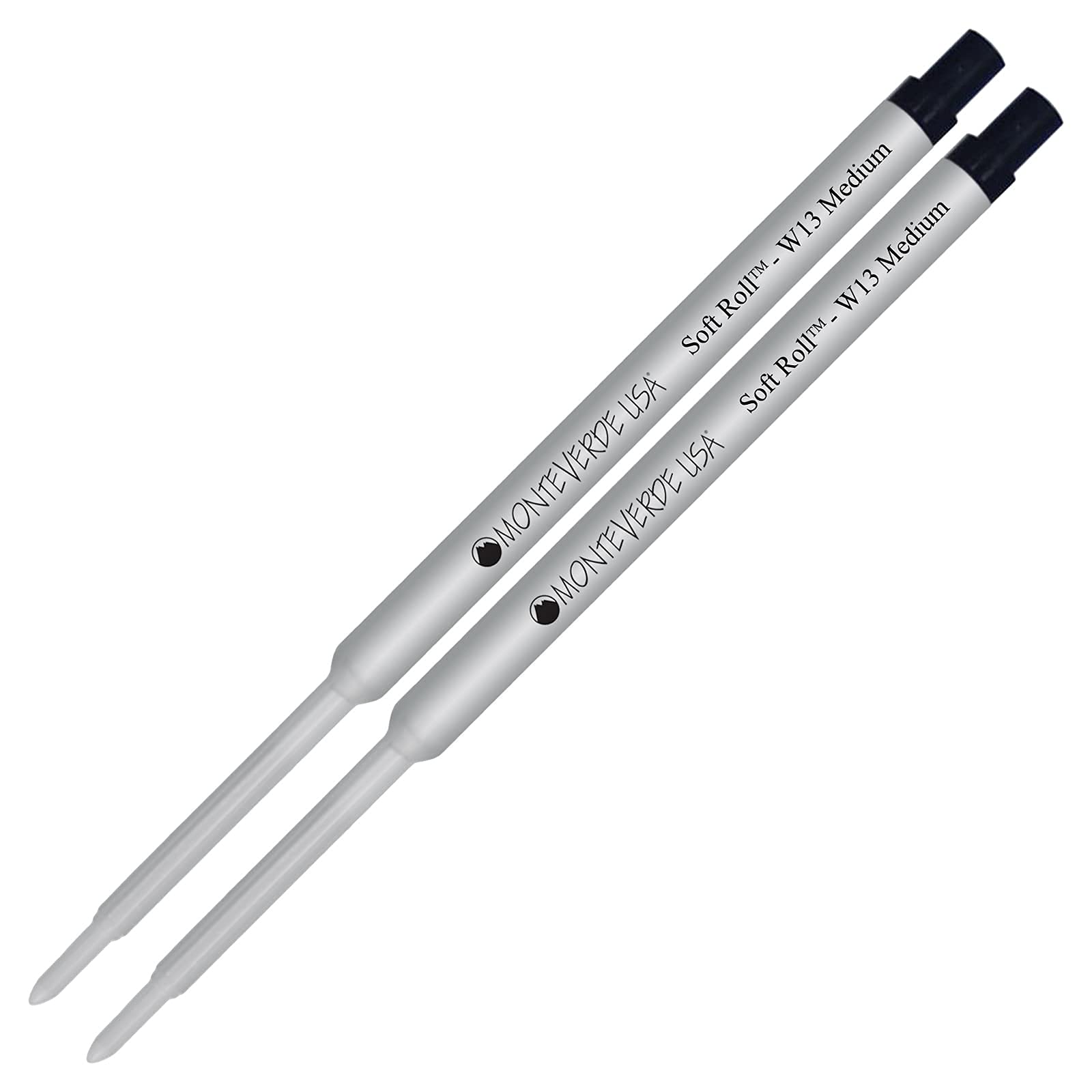 Monteverde Soft Roll Ballpoint W13 Ink Refill 2-Pack - Compatible with Waterman Style Pens - Black Medium Tip 0.7mm - Smooth Writing for Office, School & Everyday Use