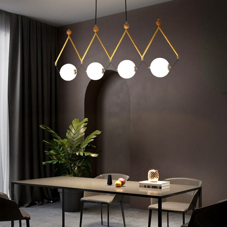 Black and Gold Globe LED Glass Ball Hanging Light - Modern Chandelier for Living Room, Bedroom, Dining Room & Office Decor
