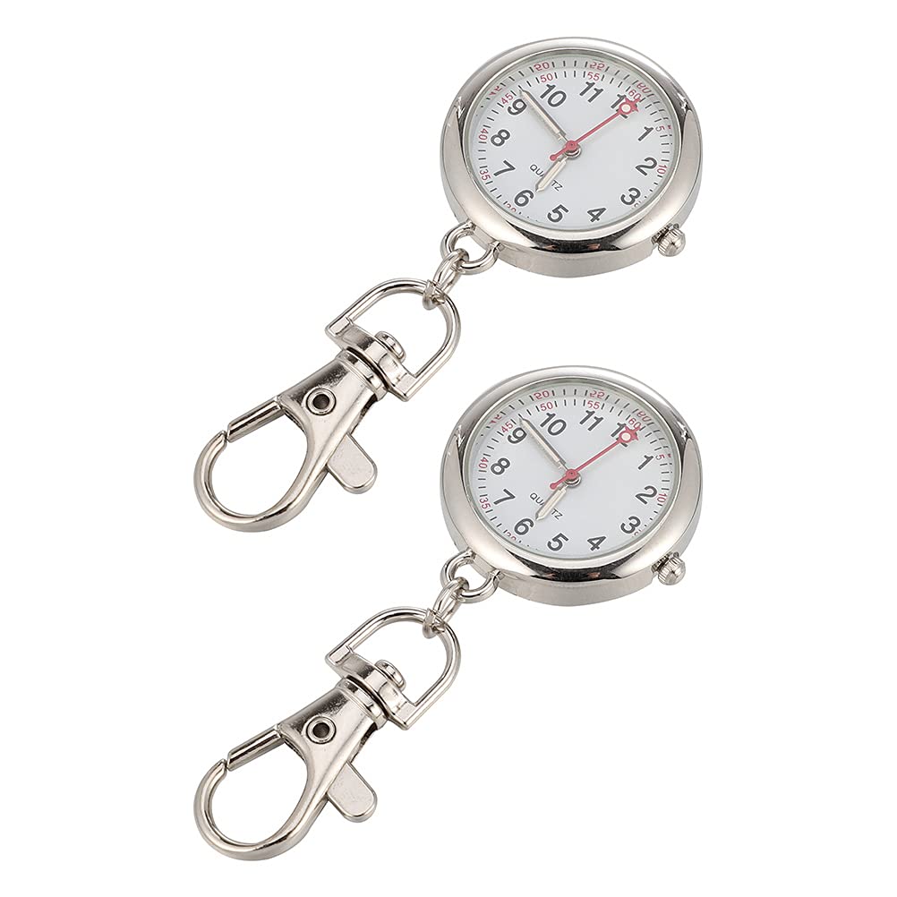 ibasenice Nurse Pocket Watch 2-Pack - Vintage Keychain Watch for Nurses & Elderly Care - Portable Medical Pendant Watch for Healthcare Workers, Caregivers & Seniors (Ideal for Hospitals, Nursing Homes & Home Care)